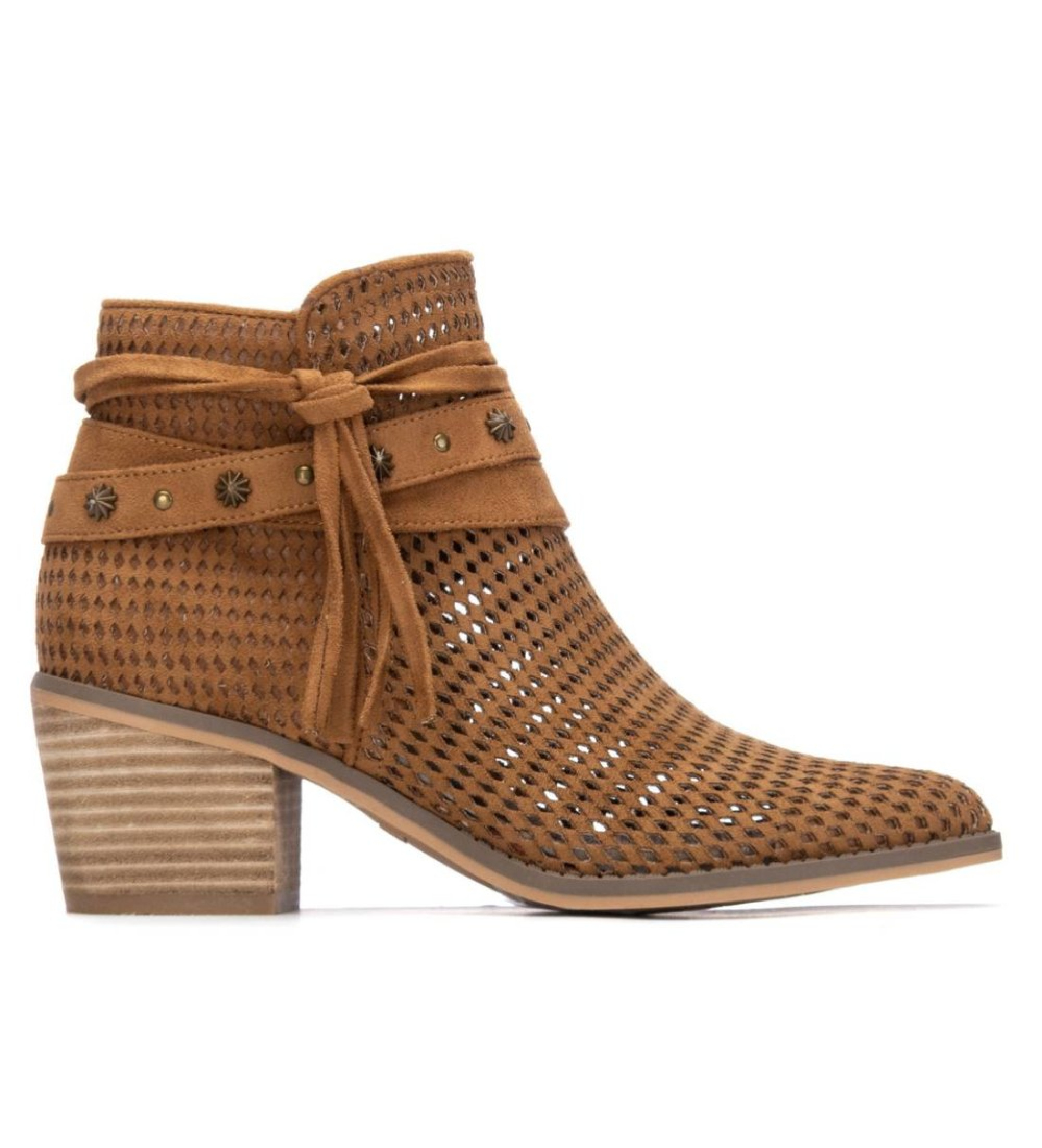 Refresh für Damen. 17518002-CAMEL Lederstiefeletten 175180 braun (38), 3 bis 5 cm, Wildleder, Reißverschluss, Lässig