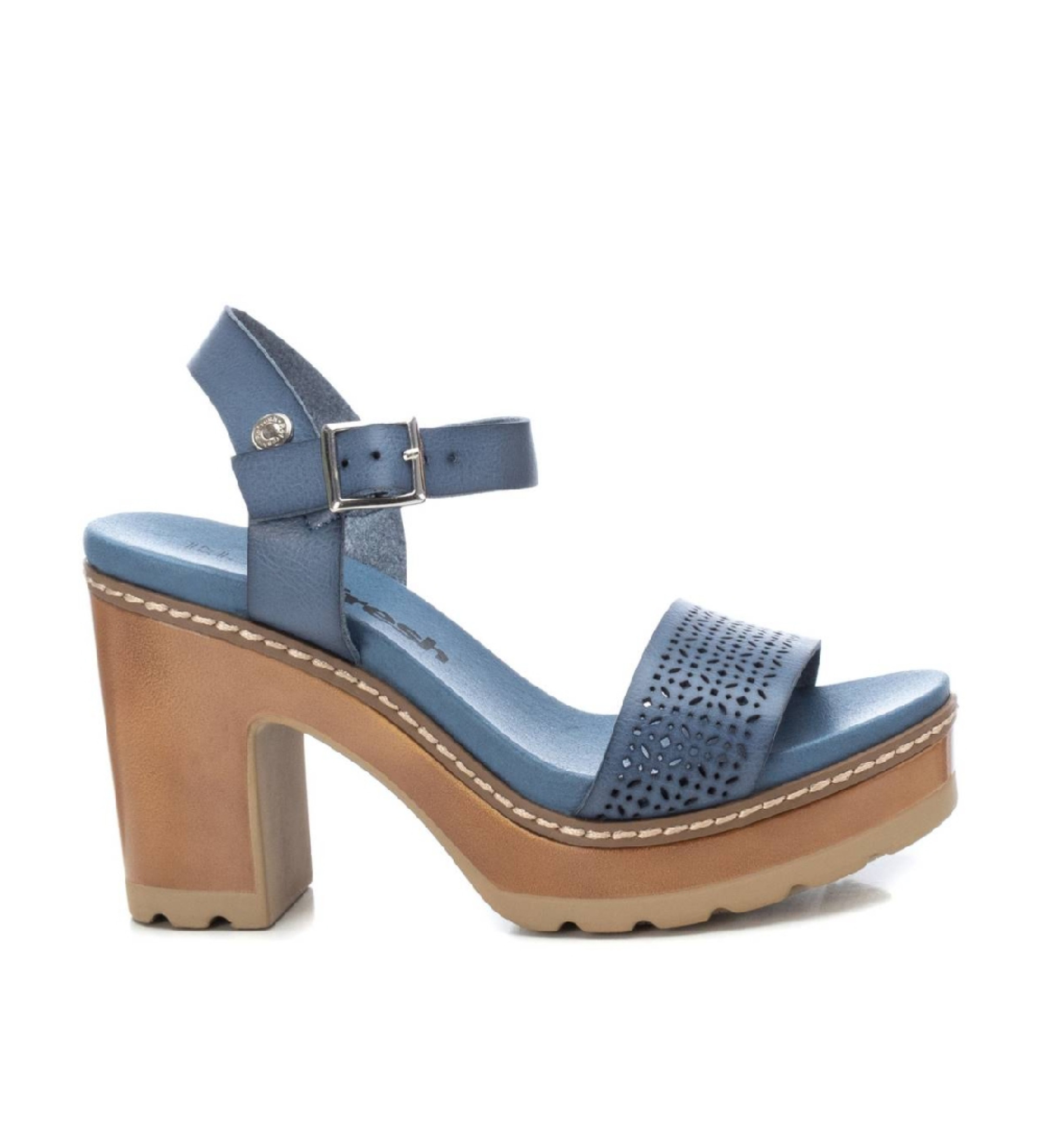 Refresh für Damen. 17077702-JEANS Sandale 170777 blau -Absatzhöhe 10cm (41), 8 bis 10 cm, Schnalle, Lässig