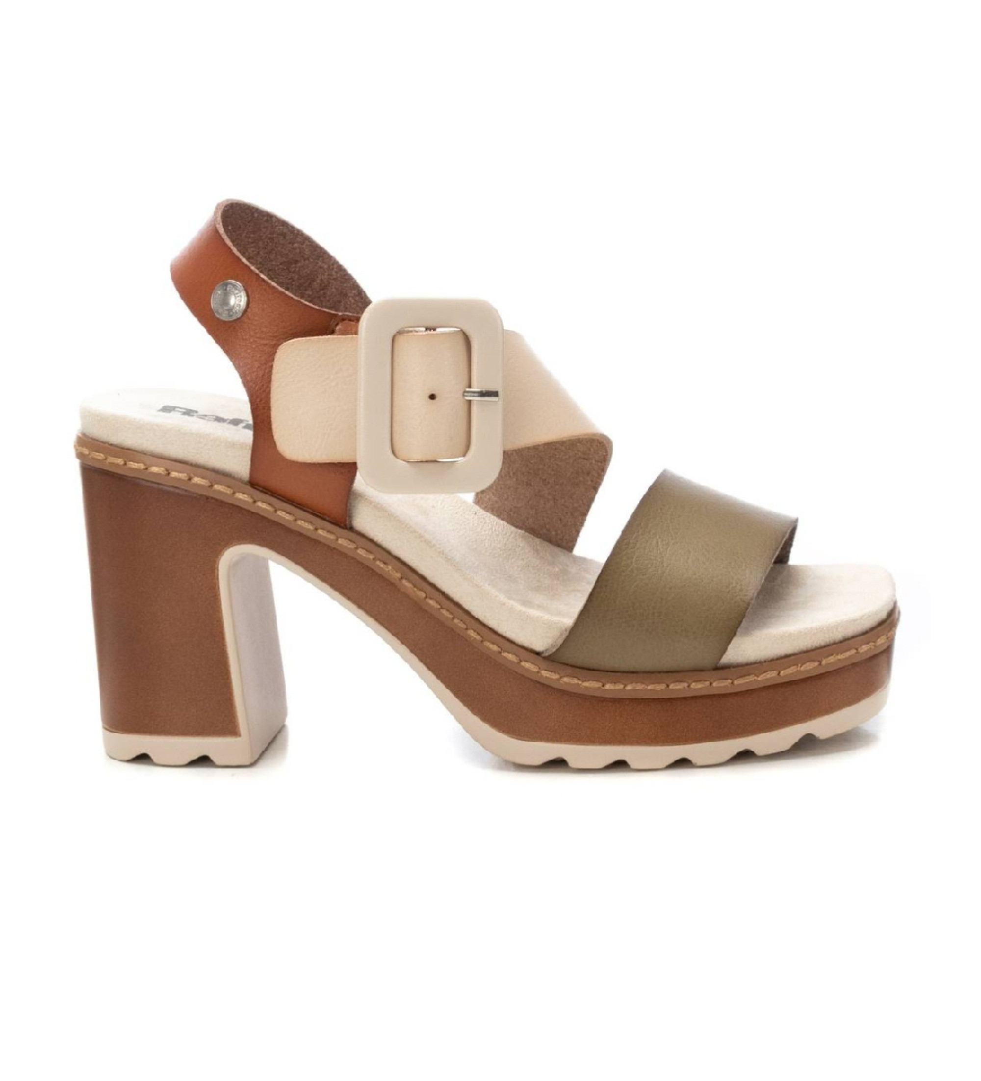 Refresh für Damen. 17284302-HIELO Sandalen 172843 weiß (37), 8 bis 10 cm, Schnalle, Lässig