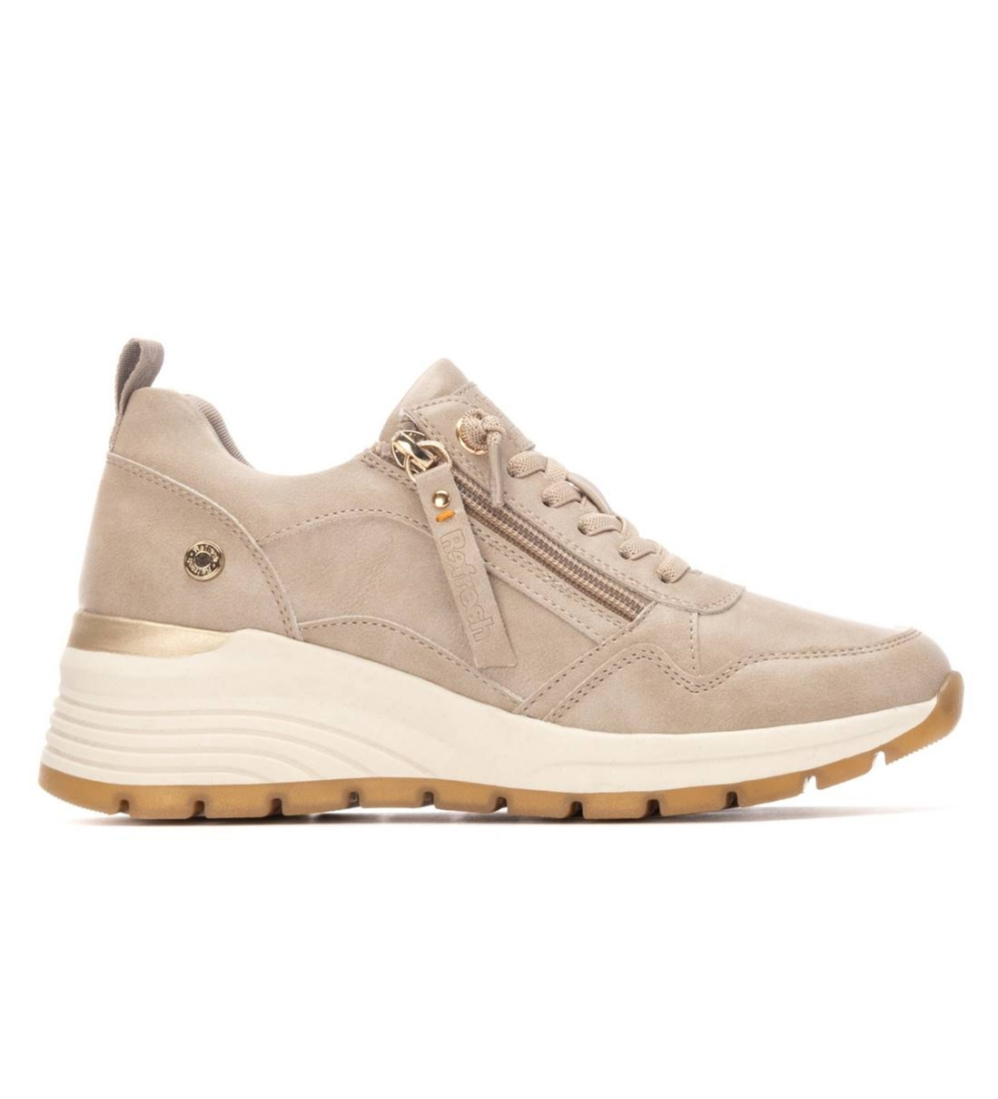 Refresh für Damen. 17293801-BEIGE Turnschuhe 172938 beige (36), 1 bis 3 cm, Schnürsenkel, Reißverschluss, Lässig