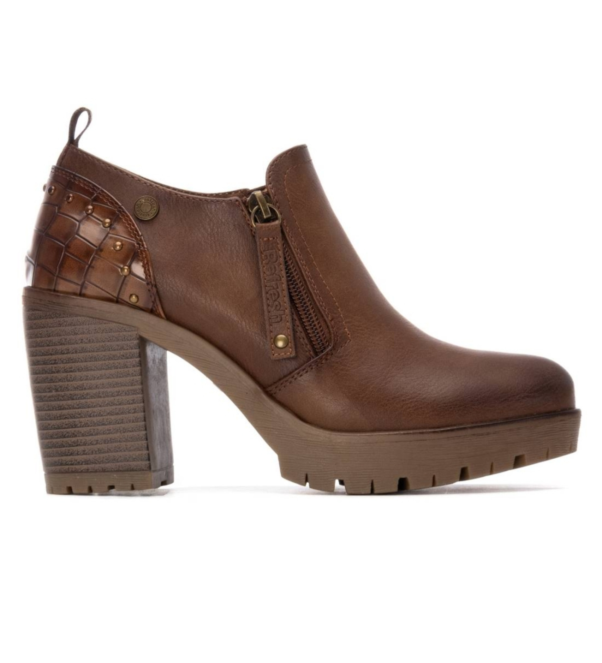 Refresh für Damen. 17320102-CAMEL Schuhe 173201 braun (41), 5 bis 8 cm, Reißverschluss, Lässig
