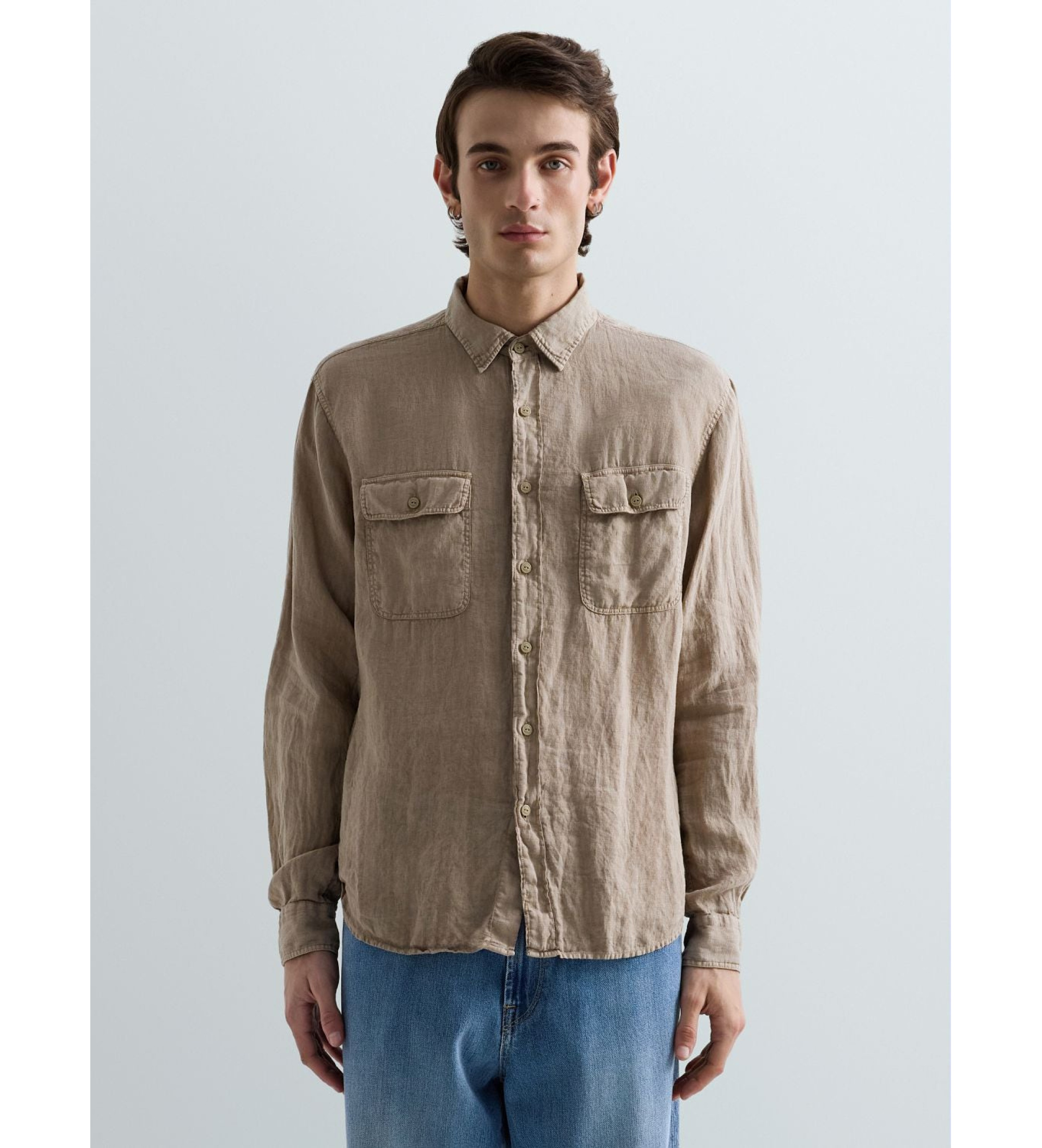 Replay für Herren. M4147.000.81388B Beige Regular Fit Leinenhemd (M), Lässig, Langarm