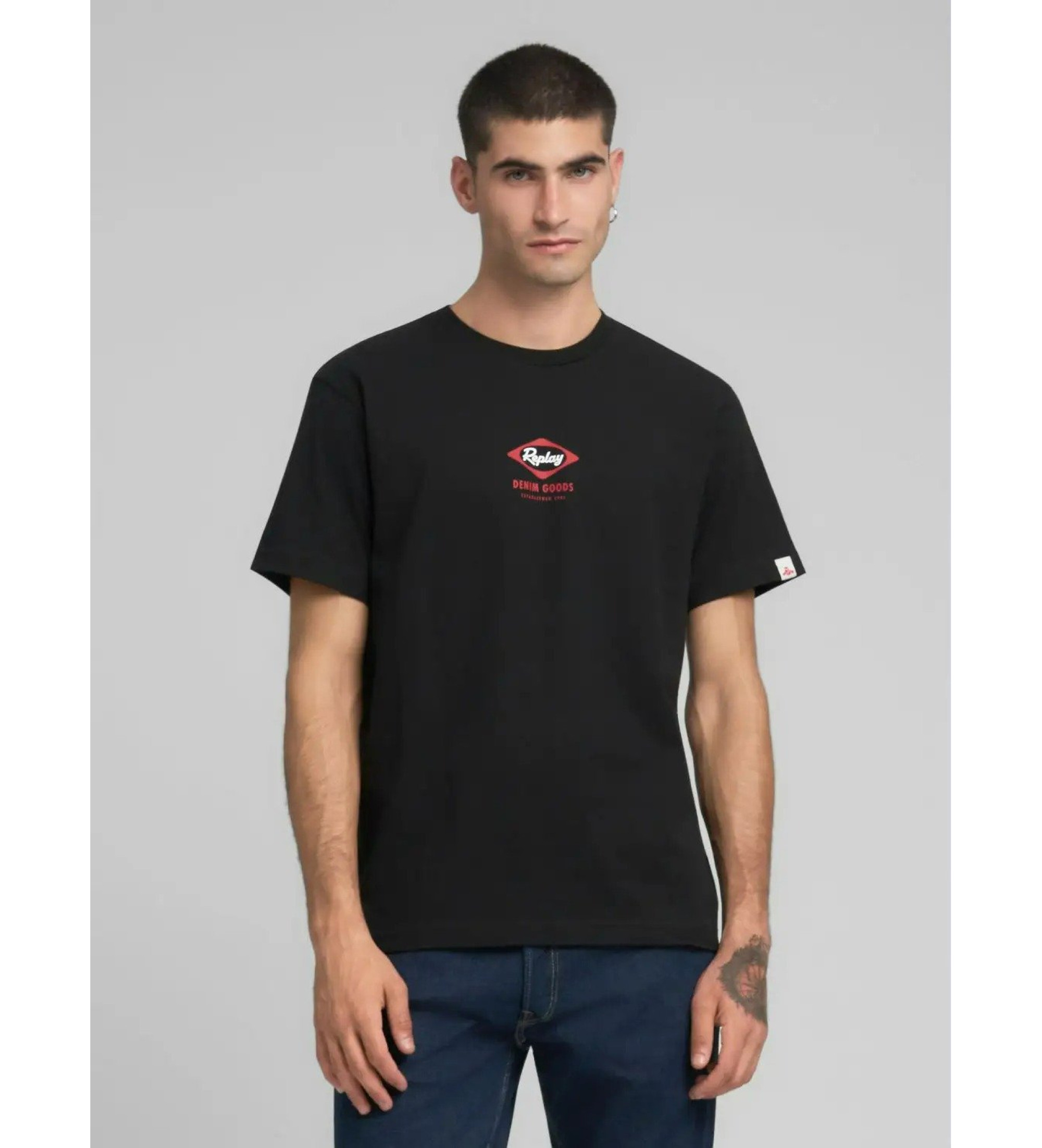 Replay für Herren. M3212.000.2660 Legacy-Druck-T-Shirt schwarz (M), Lässig, Baumwolle, Kurzarm