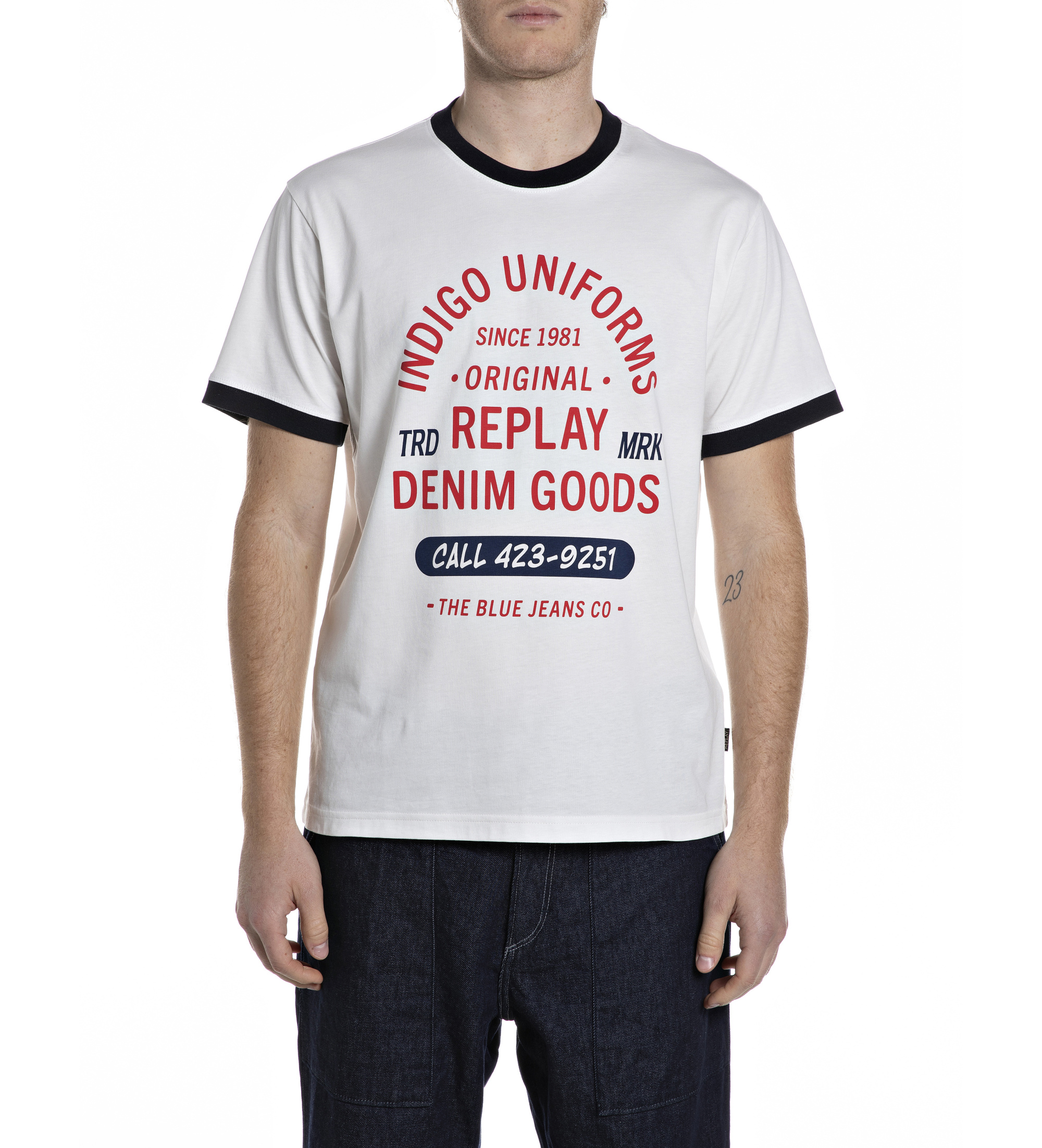 Replay für Herren. M3342.000.2660 Weißes Logo-T-Shirt (M), Lässig, Baumwolle, Kurzarm