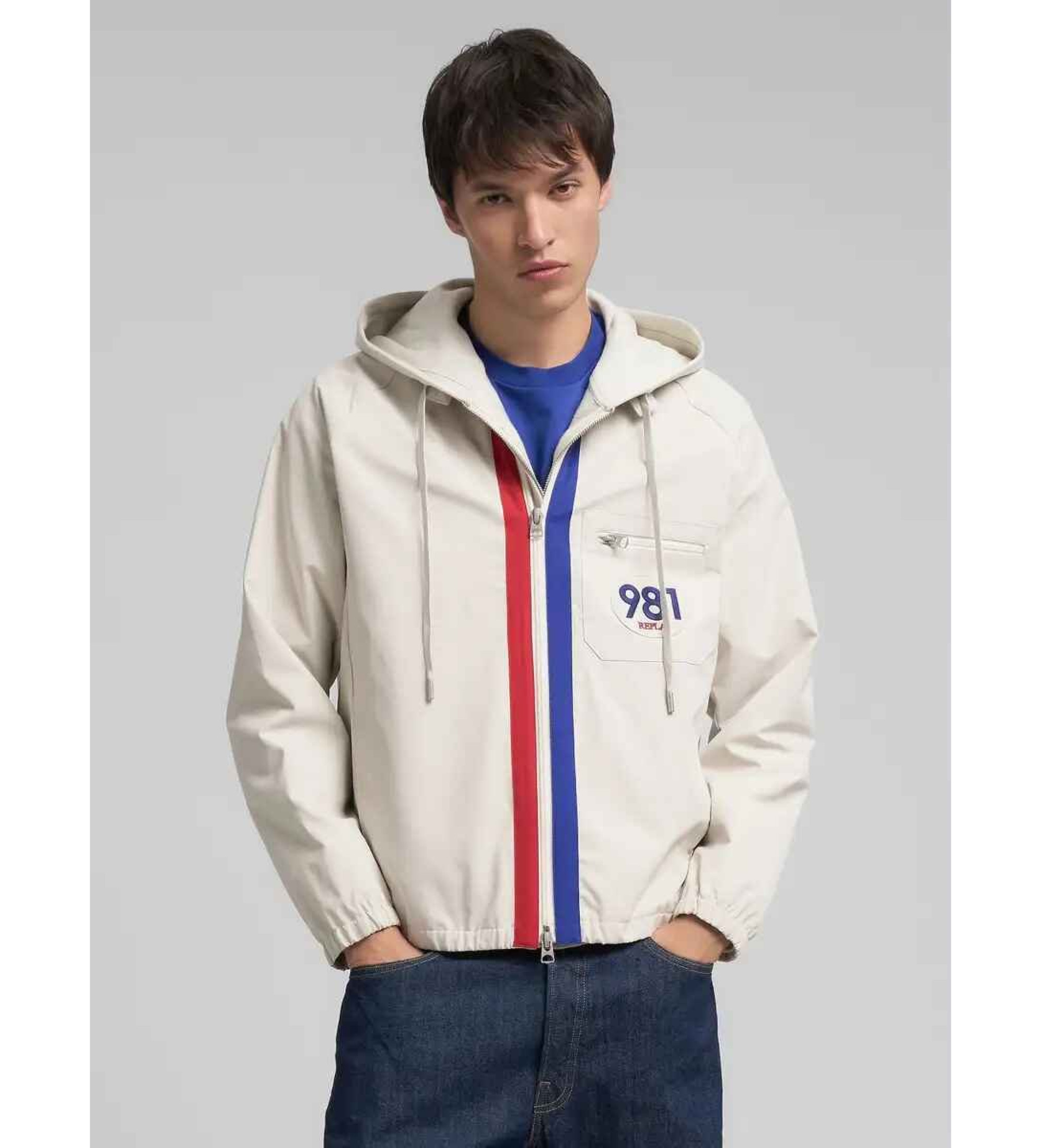 Replay für Herren. M8490.000.85420 Jacke mit kontrastierenden weißen Details (S), Lässig, Polyester, Polyamid