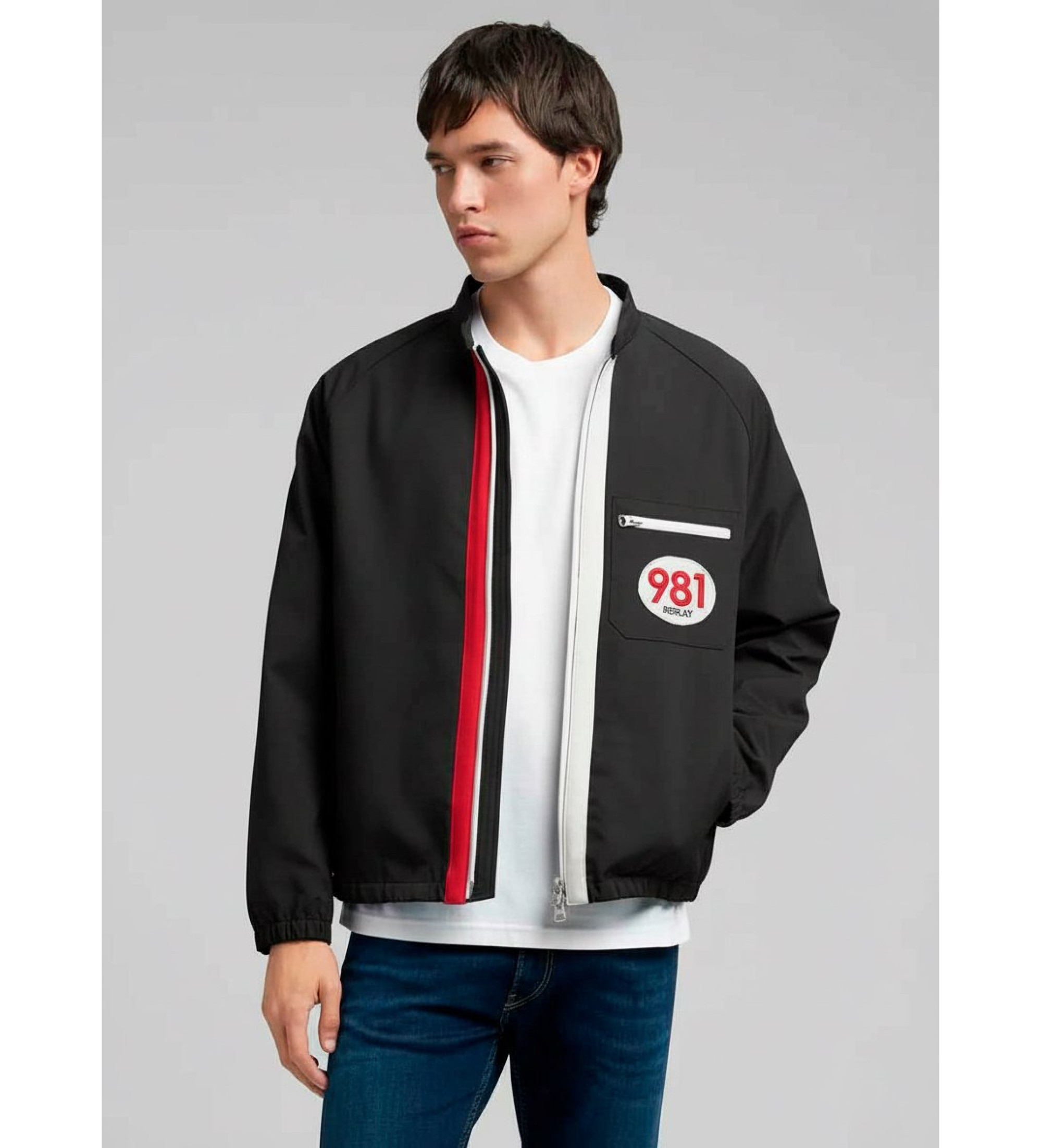 Replay für Herren. M8490.000.85420 Jacke mit schwarzen Kontrastdetails (XXL), Lässig, Polyester, Polyamid