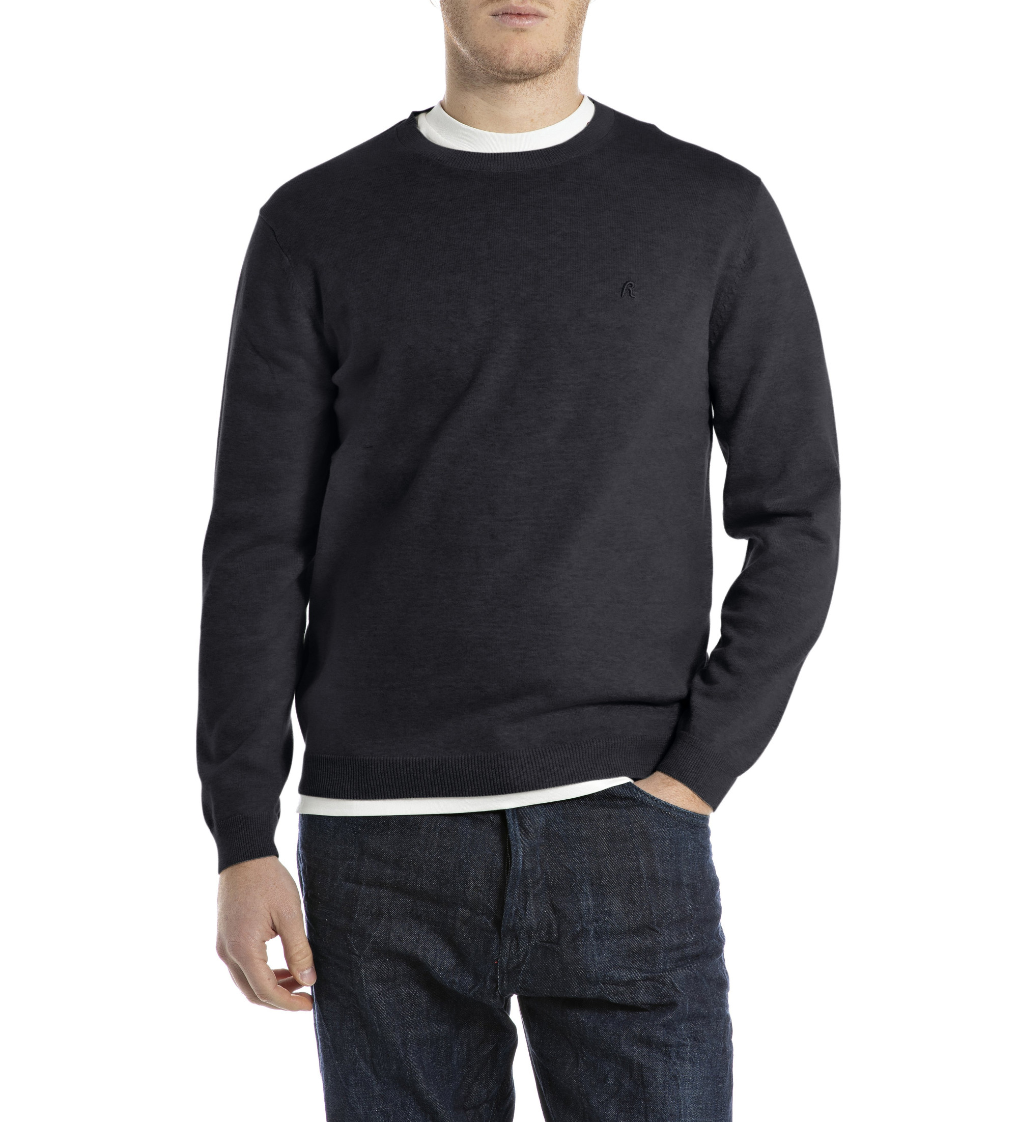 Replay für Herren. UK4851.000.G22578 Pullover aus Baumwolle mit blauer Stickerei r (M), Lässig