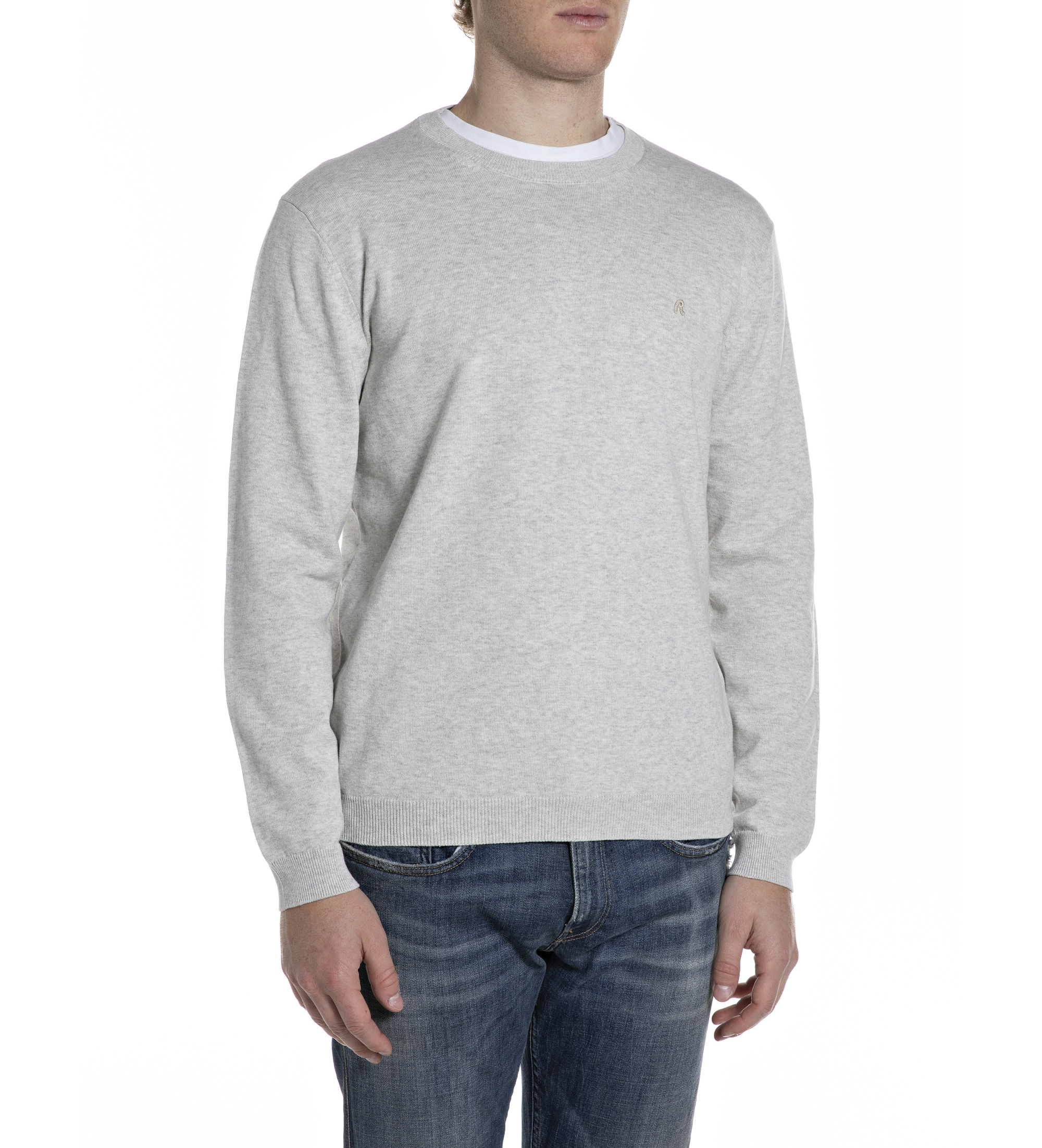 Replay für Herren. UK4851.000.G22578 Grauer Pullover mit Rundhalsausschnitt (M), Lässig, Baumwolle