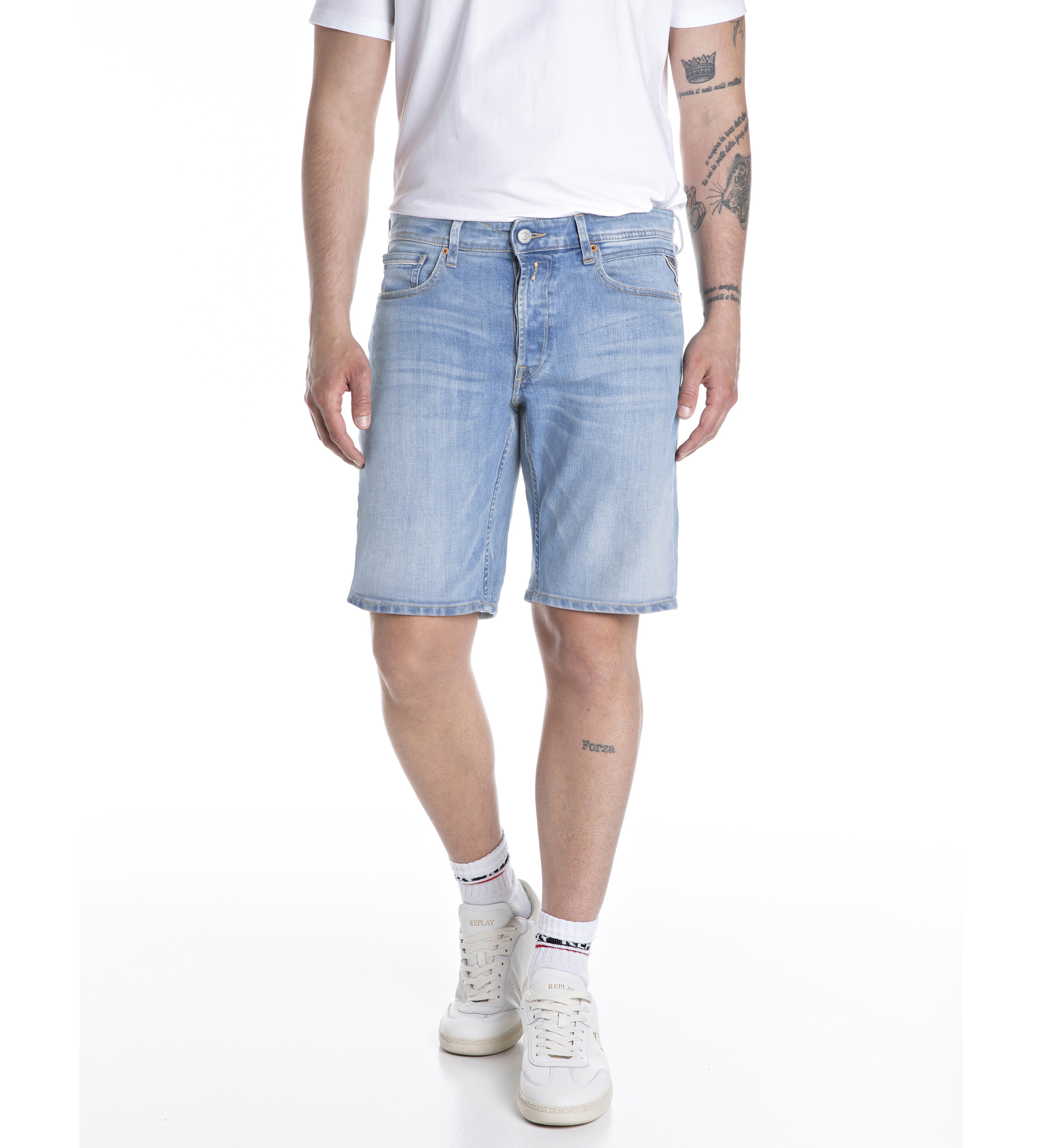 Replay für Herren. M1072.000.573846 Blaue Denim-Shorts (32), Lässig, Baumwolle