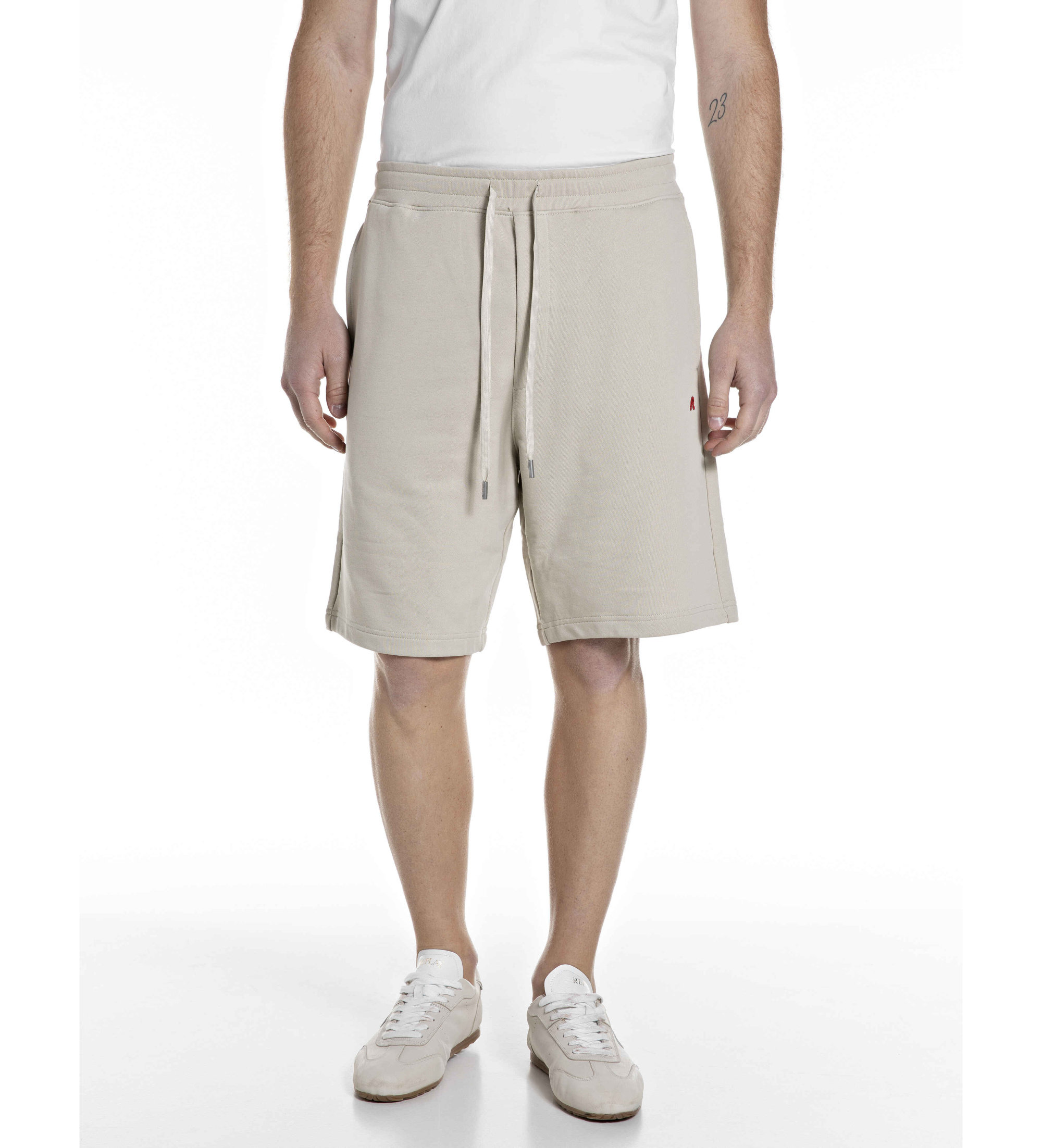 Replay für Herren. M9063.000.23802 Bermudashorts aus Fleece in Beige (S), Lässig, Baumwolle