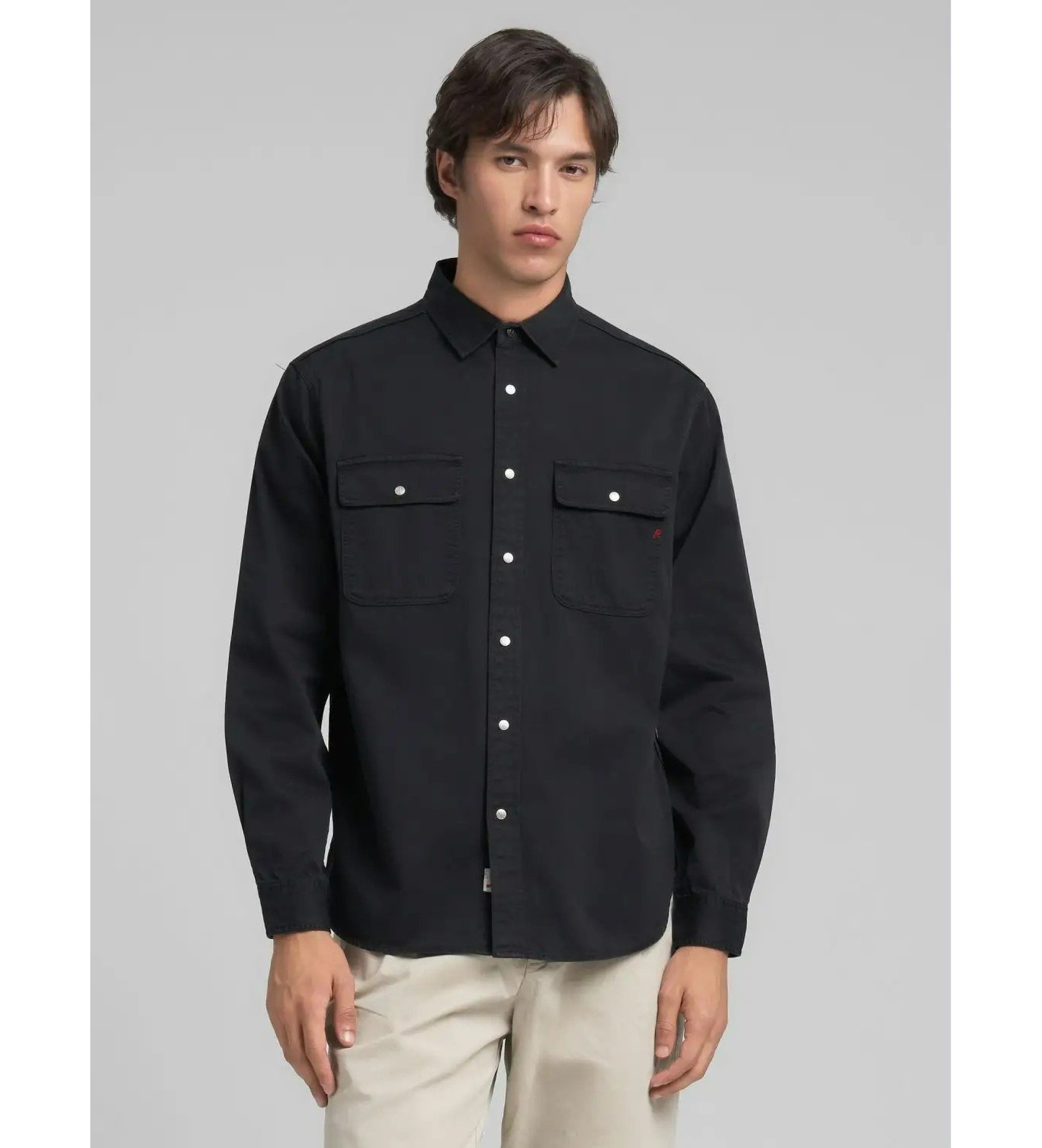 Replay für Herren. M4147.000.84762G Oxford Überhemd schwarz (L), Lässig, Baumwolle, Kurzarm