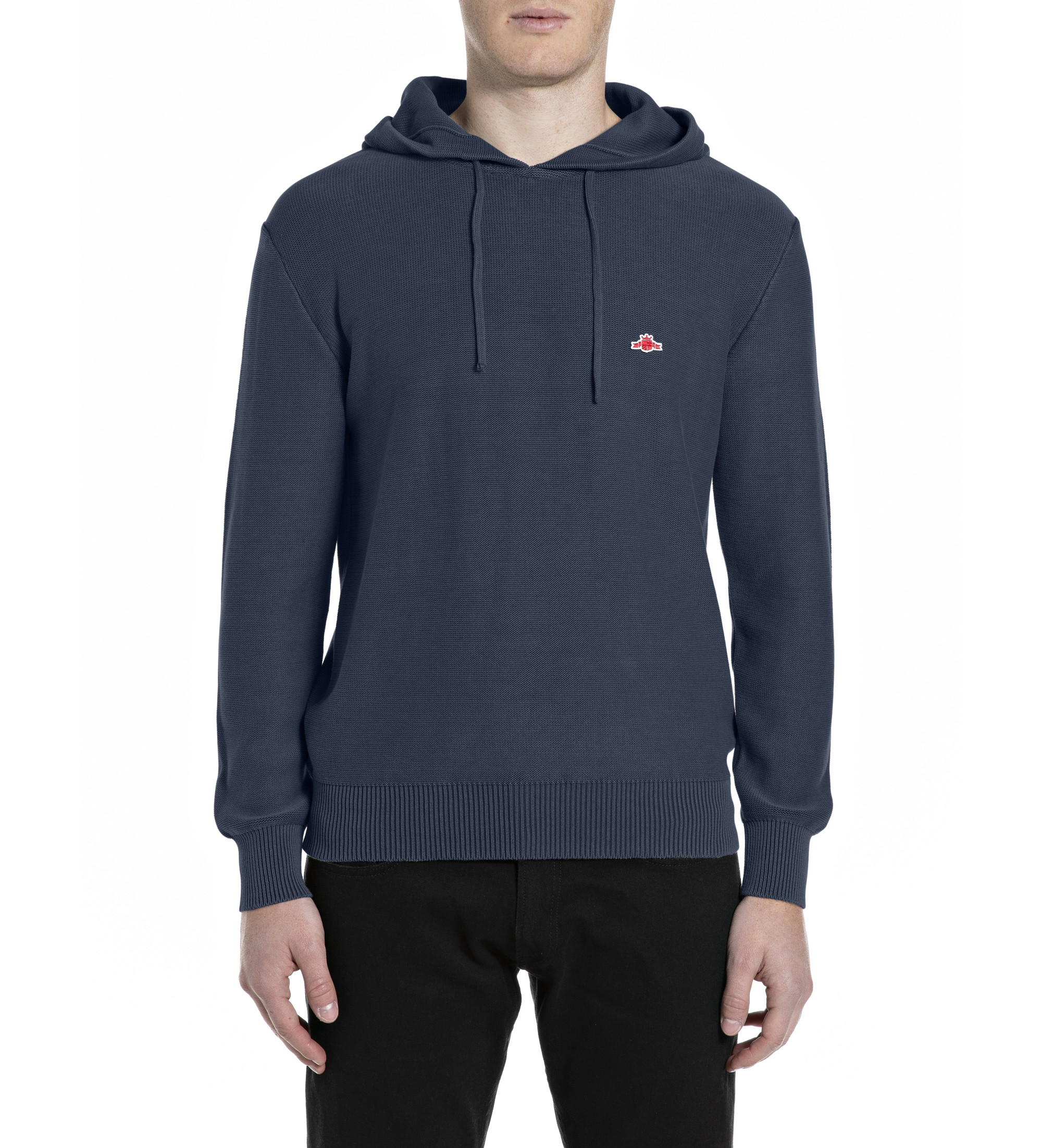 Replay für Herren. UK4865.000.G21280G Blaues Kapuzensweatshirt aus Baumwollstrick mit Kapuze (M), Lässig, Baumwolle