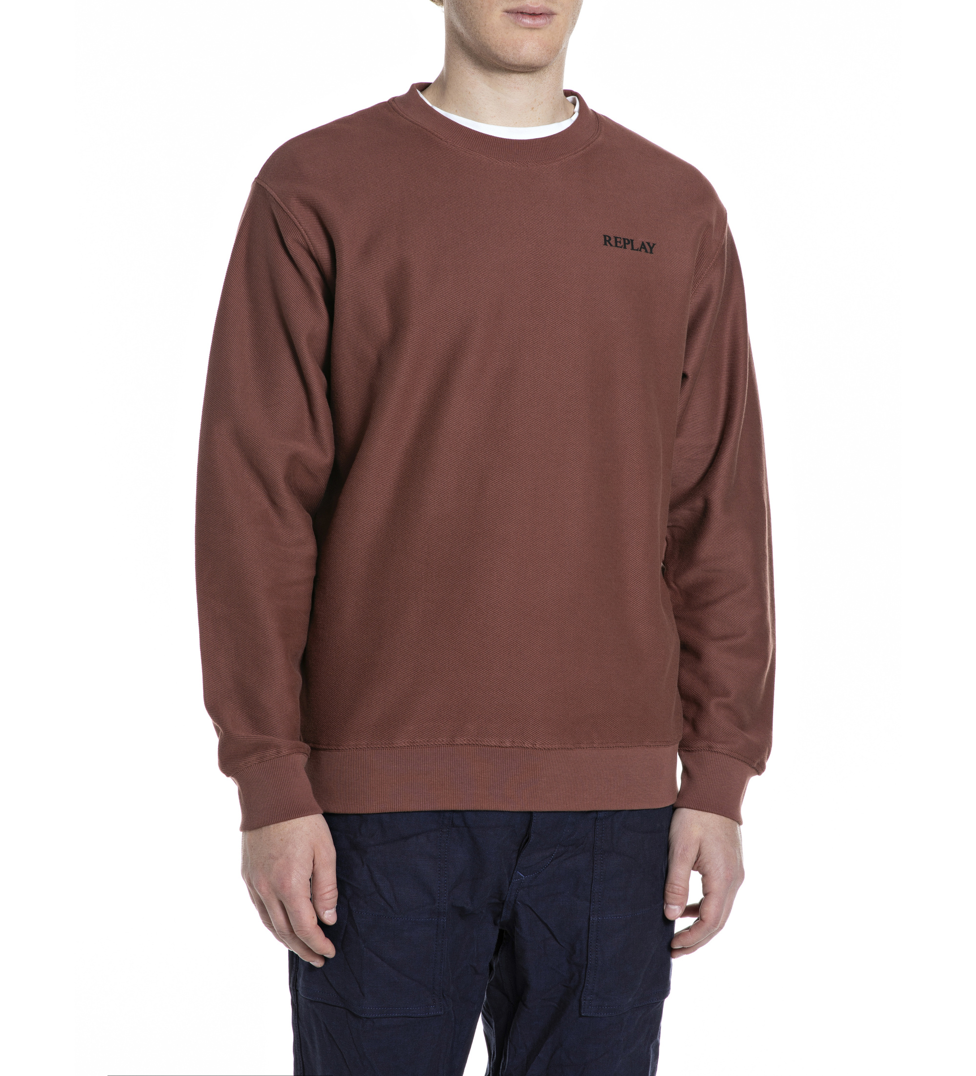 Replay für Herren. M3317.000.24036 Kastanienbraunes Fleece-Sweatshirt (S), Lässig, Baumwolle