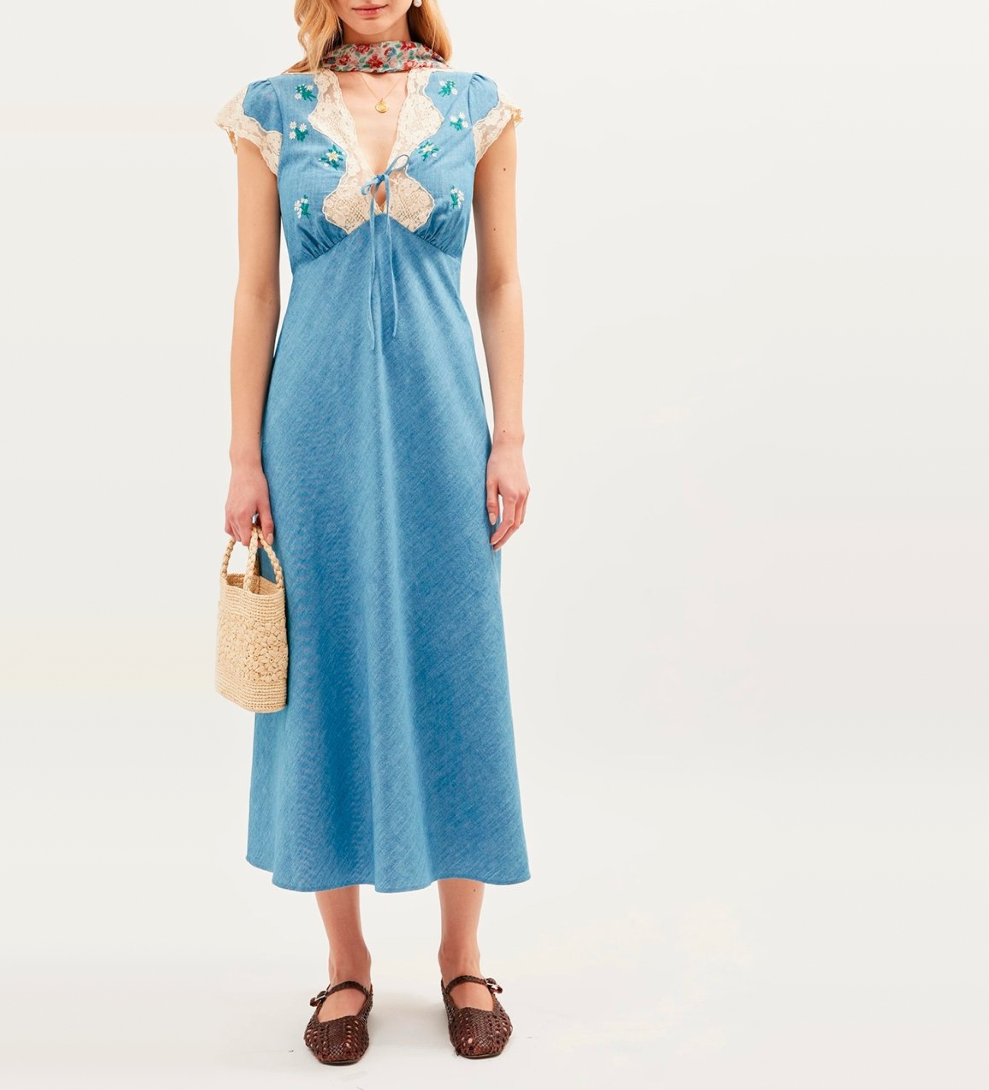 Rixo für Damen. 010.05102.126.07574 Amari Kleid blau (L), Lässig, Baumwolle, Ärmellos / Hosenträger