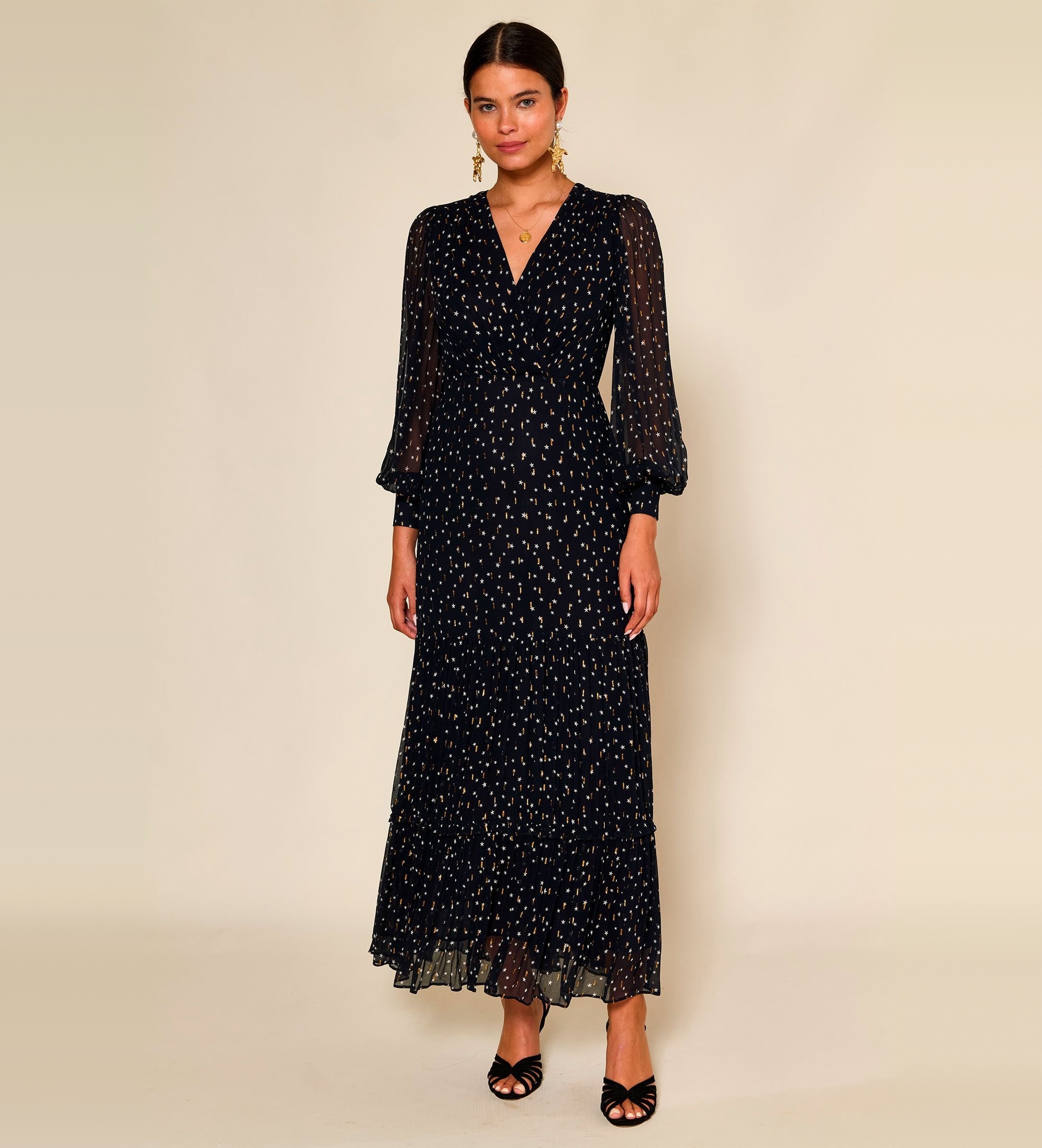 Rixo für Damen. 010.00066.424.06190 Elsie Kleid navy (S), Lässig, Viskose, Langarm, Marine