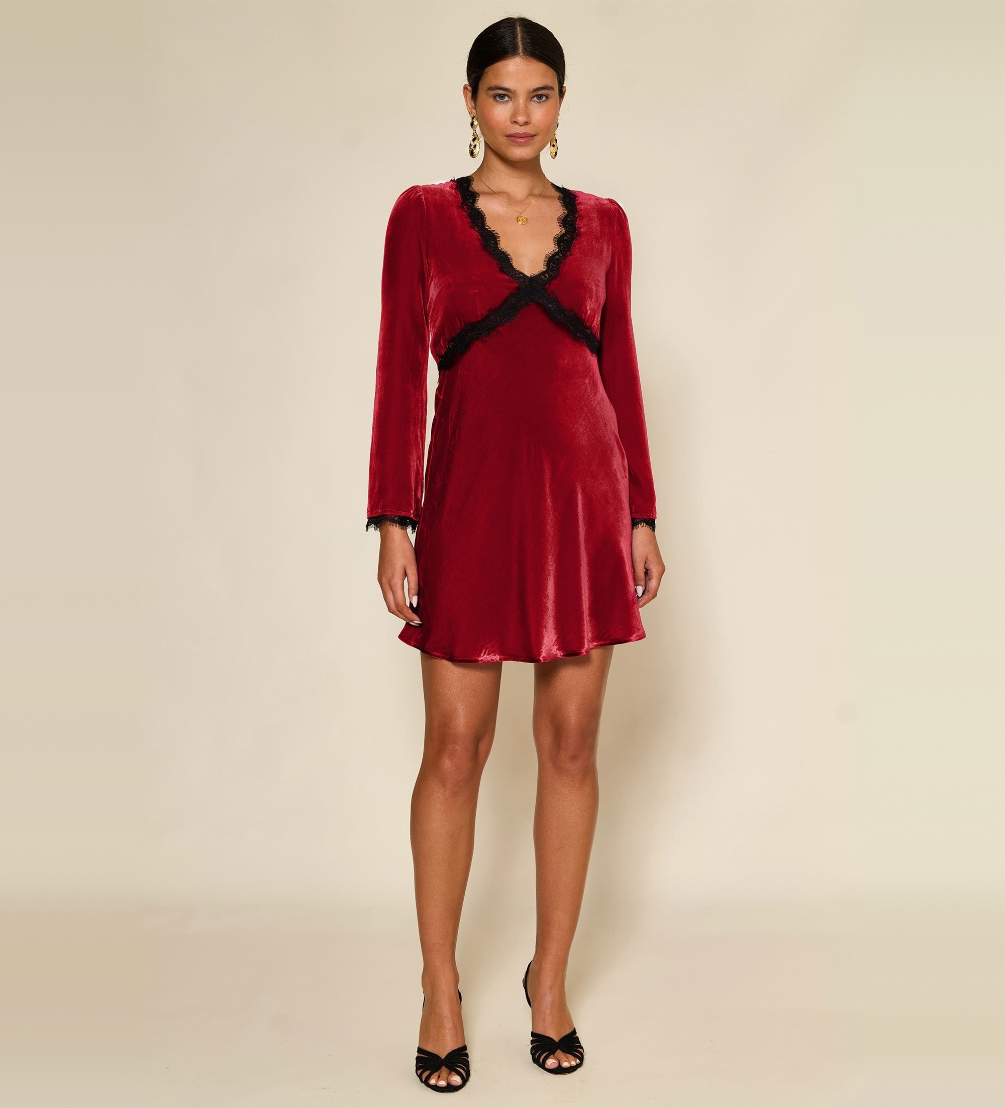 Rixo für Damen. 010.02417.425.06927 Macie Kleid rot (XS), Lässig, Viskose, Langarm