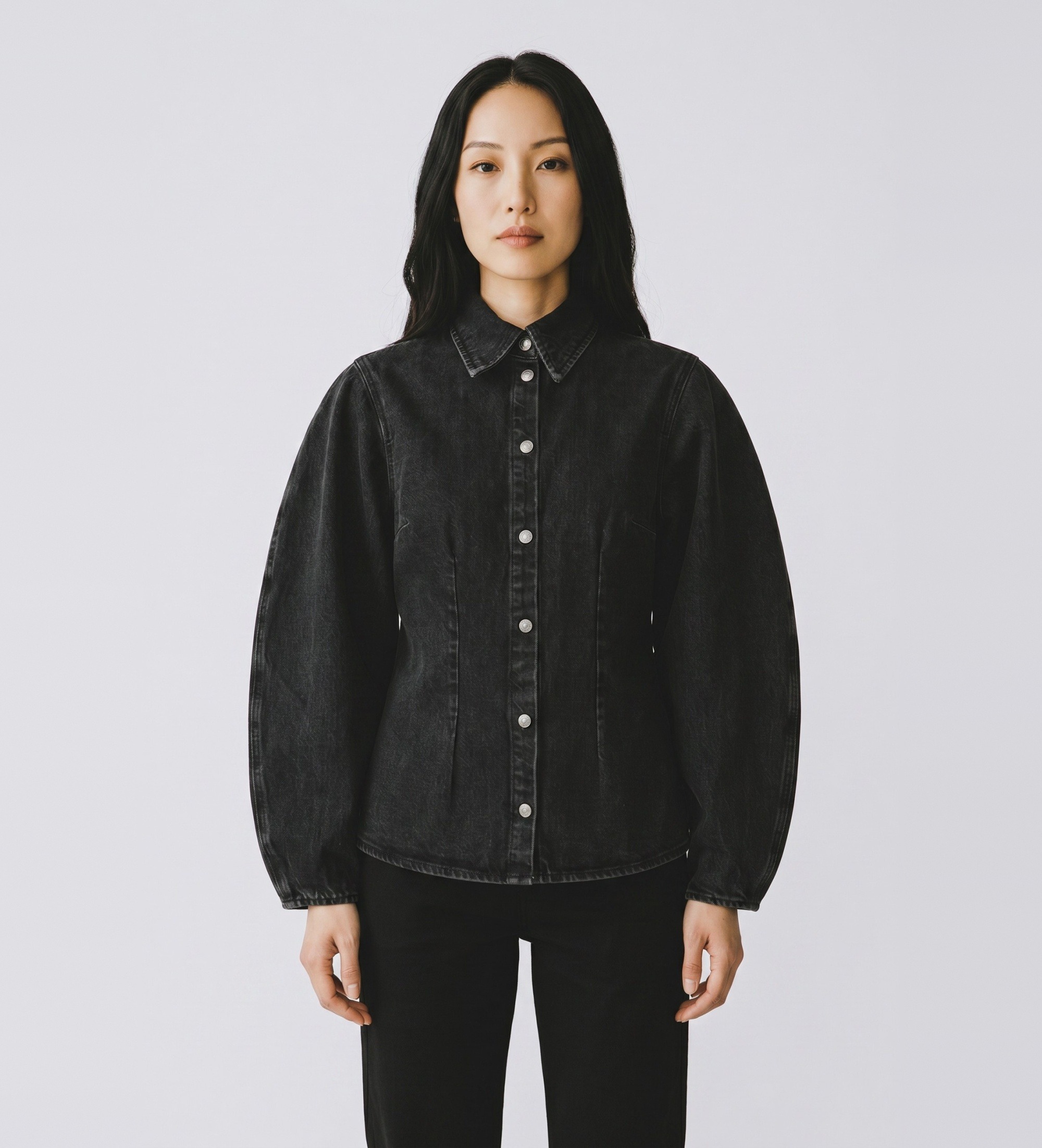 Rotate für Damen. 116531D04 Vinetta Hemd schwarz (40), Lässig, Langarm, Bio-Baumwolle