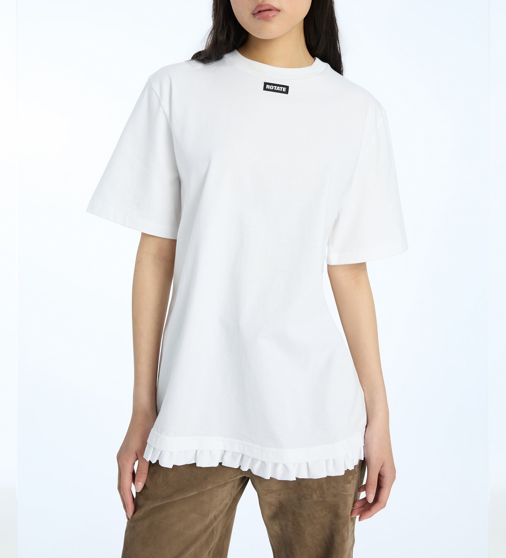 Rotate für Damen. 115282400 Astra-T-Shirt weiß (XS), Lässig, Kurzarm, Bio-Baumwolle, Nachhaltig