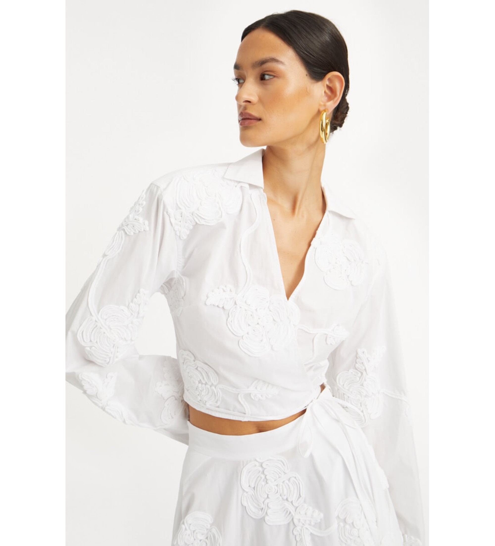 Rotate für Damen. 114546400 Willow Short Shirt weiß (36), Lässig, Langarm, Bio-Baumwolle, Nachhaltig