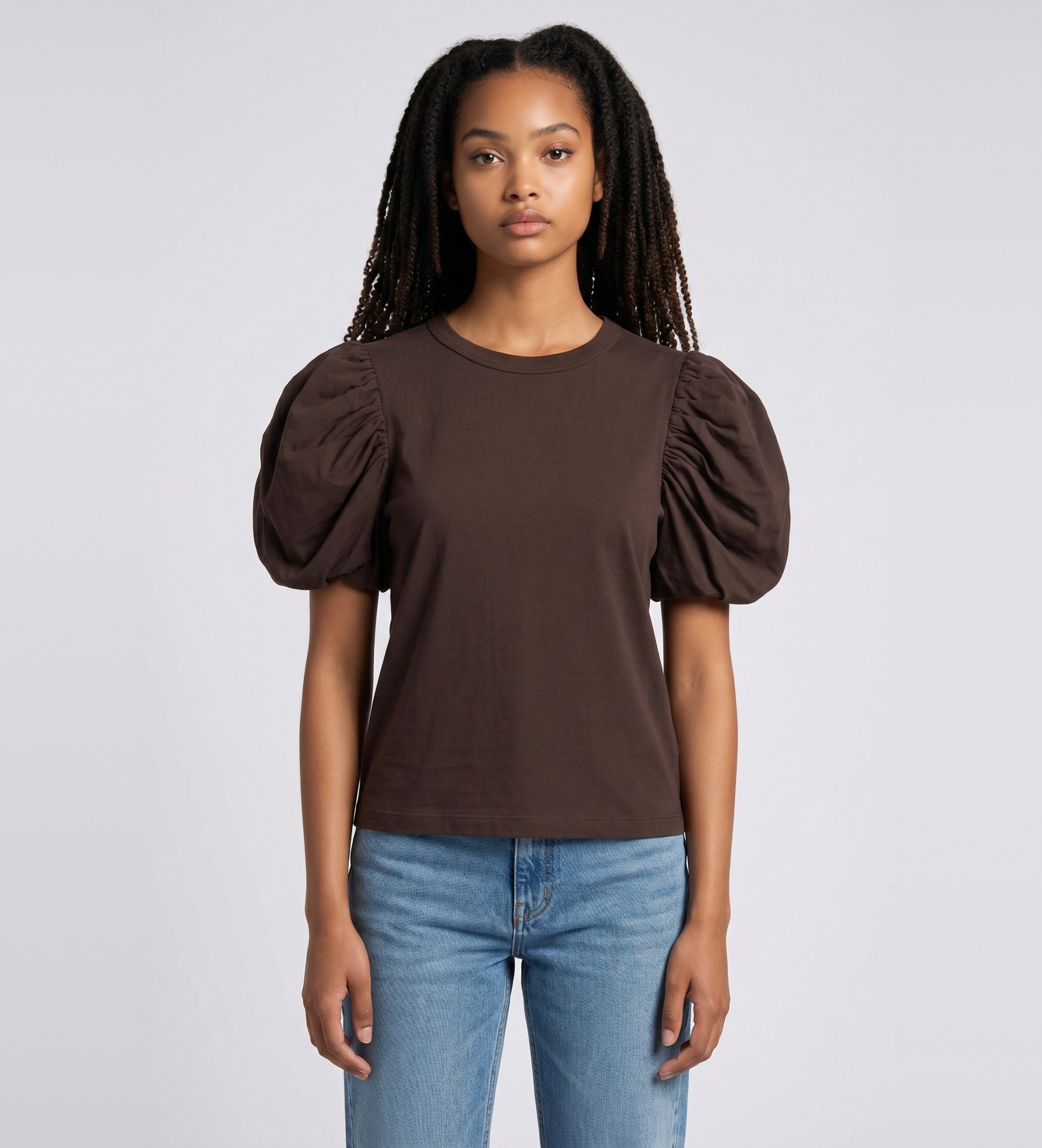 Rotate für Damen. 1165401667 Braunes Dawy-T-Shirt (M), Lässig, Kurzarm, Bio-Baumwolle
