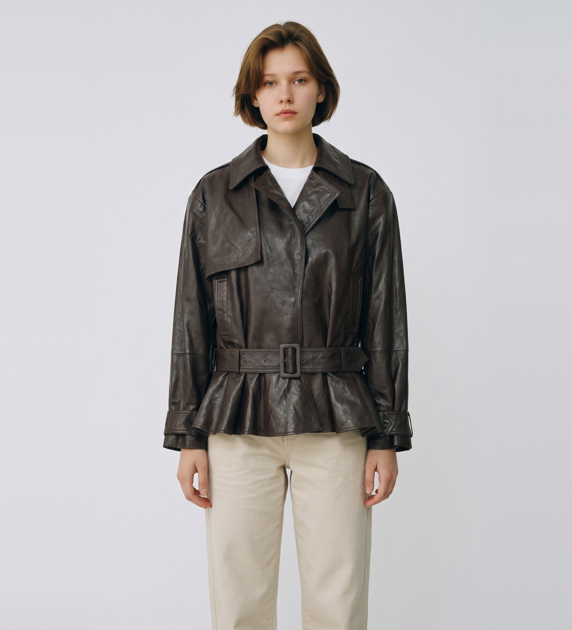 Rotate für Damen. 1158171667 Elia braune Lederjacke (36), Lässig