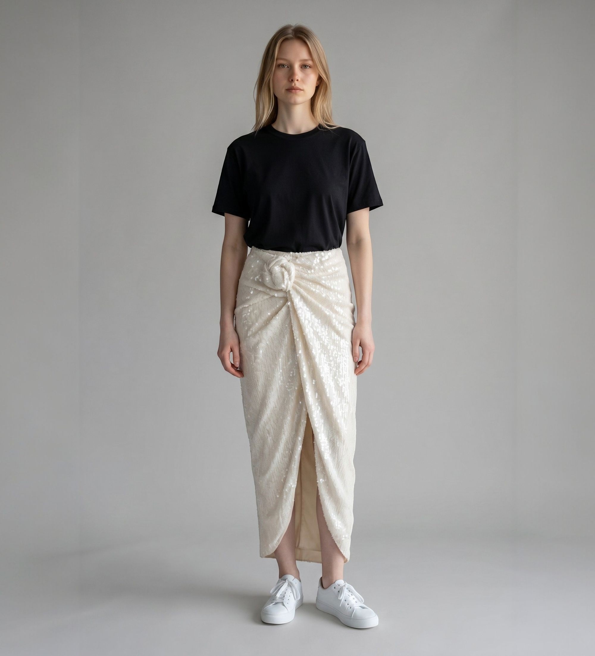 Rotate für Damen. 116698857 Linno-Rock mit cremefarbenem Knoten (38), Weiß, Lässig, Party, Recyceltes Polyester