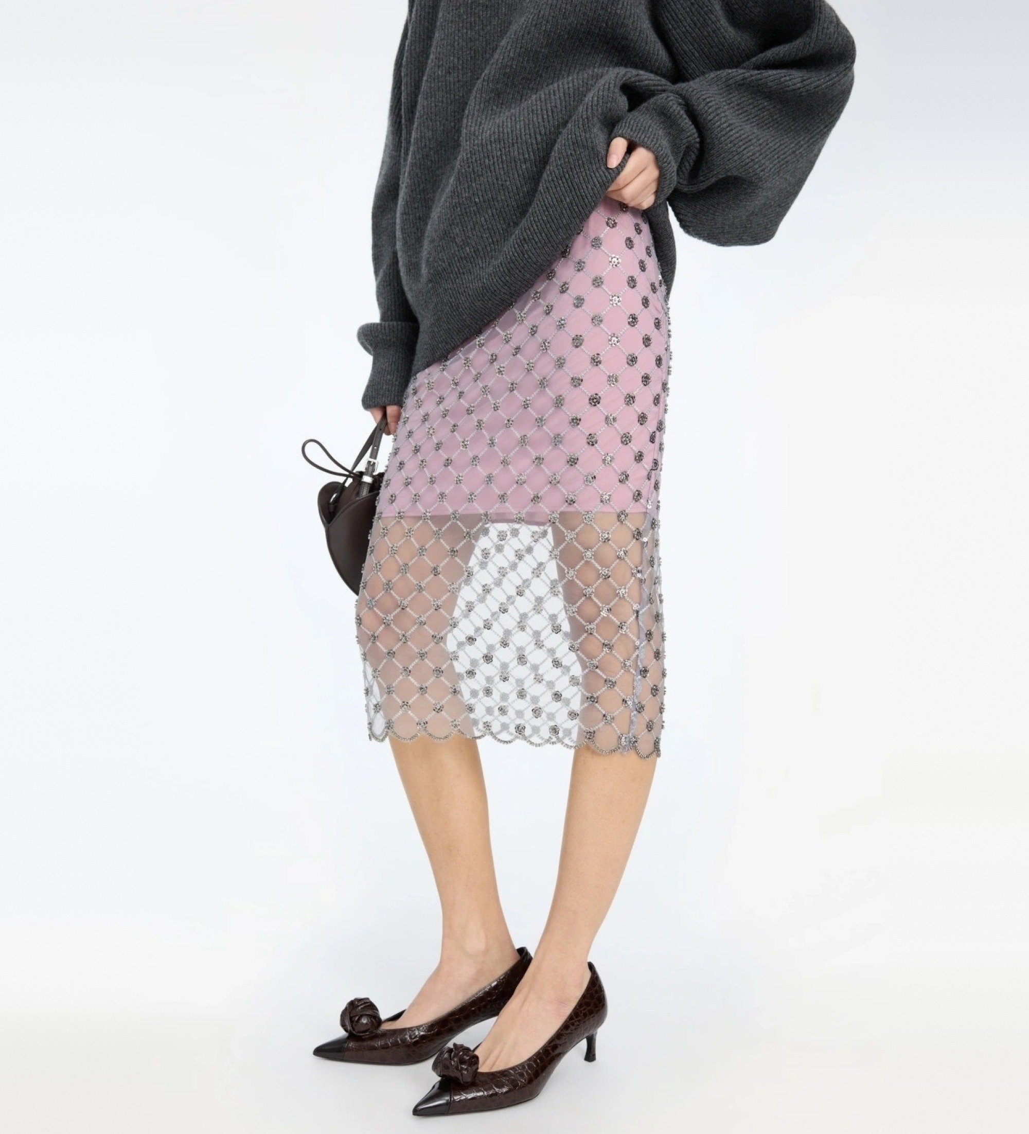 Rotate für Damen. 1166862782 Mulani rosa Pailletten-Midirock Mulani rosa (38), Lässig, Party, Recyceltes Polyester