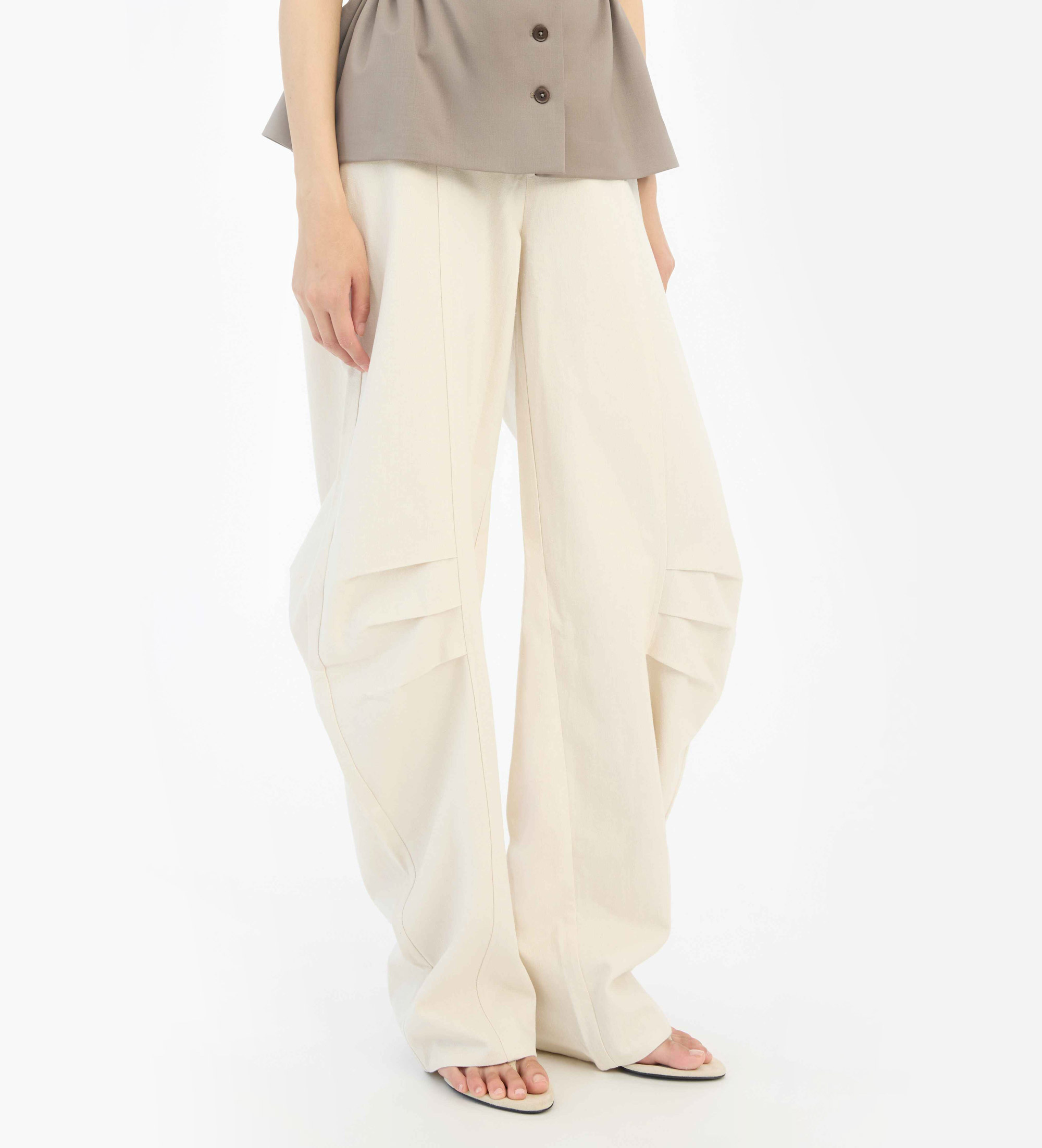 Rotate für Damen. 1155062059 Anzugshose aus beigem Leinen (40), Lässig