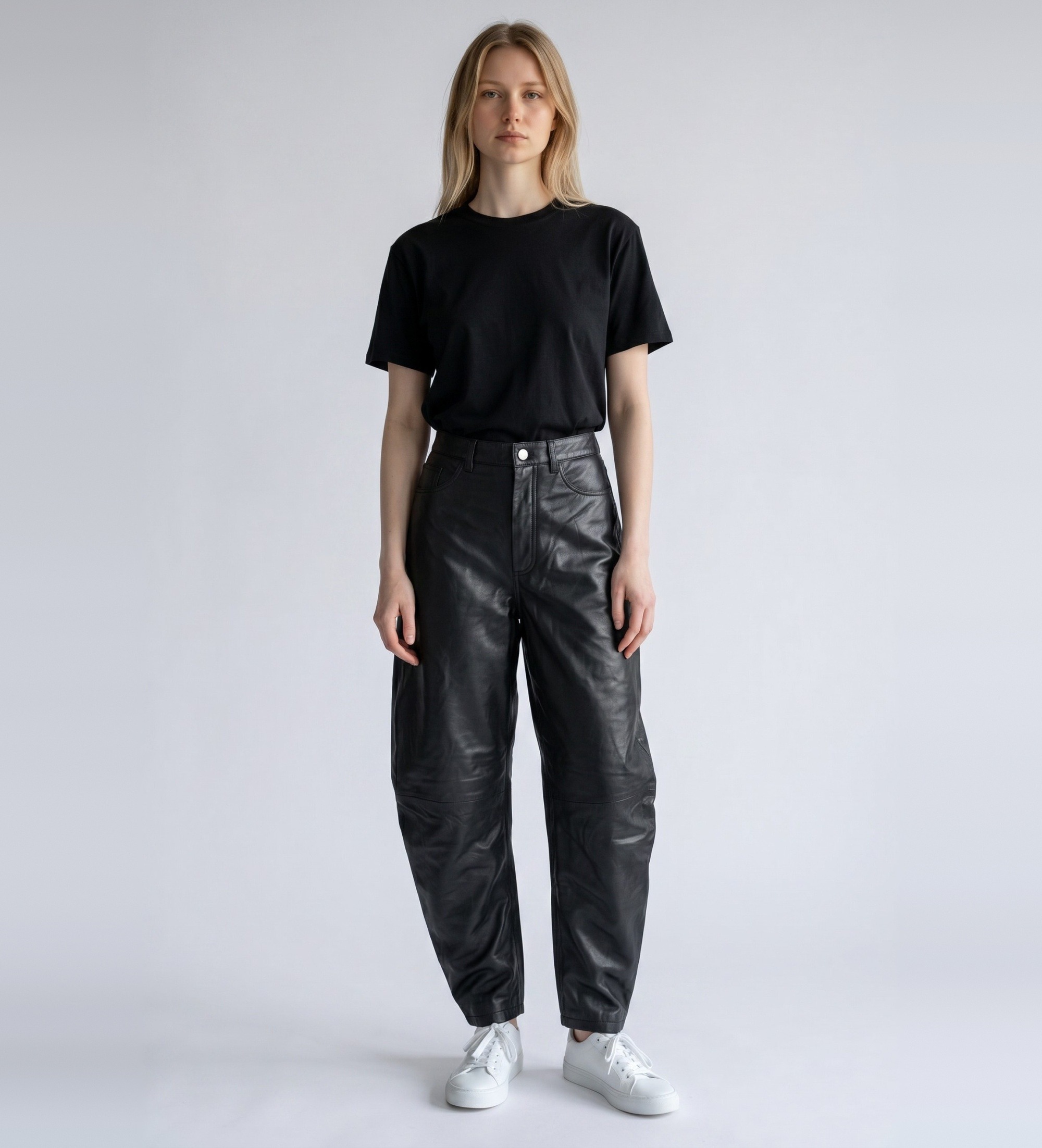 Rotate für Damen. 116577100 Barrel Leg Lederhose Cela schwarz (36), Lässig
