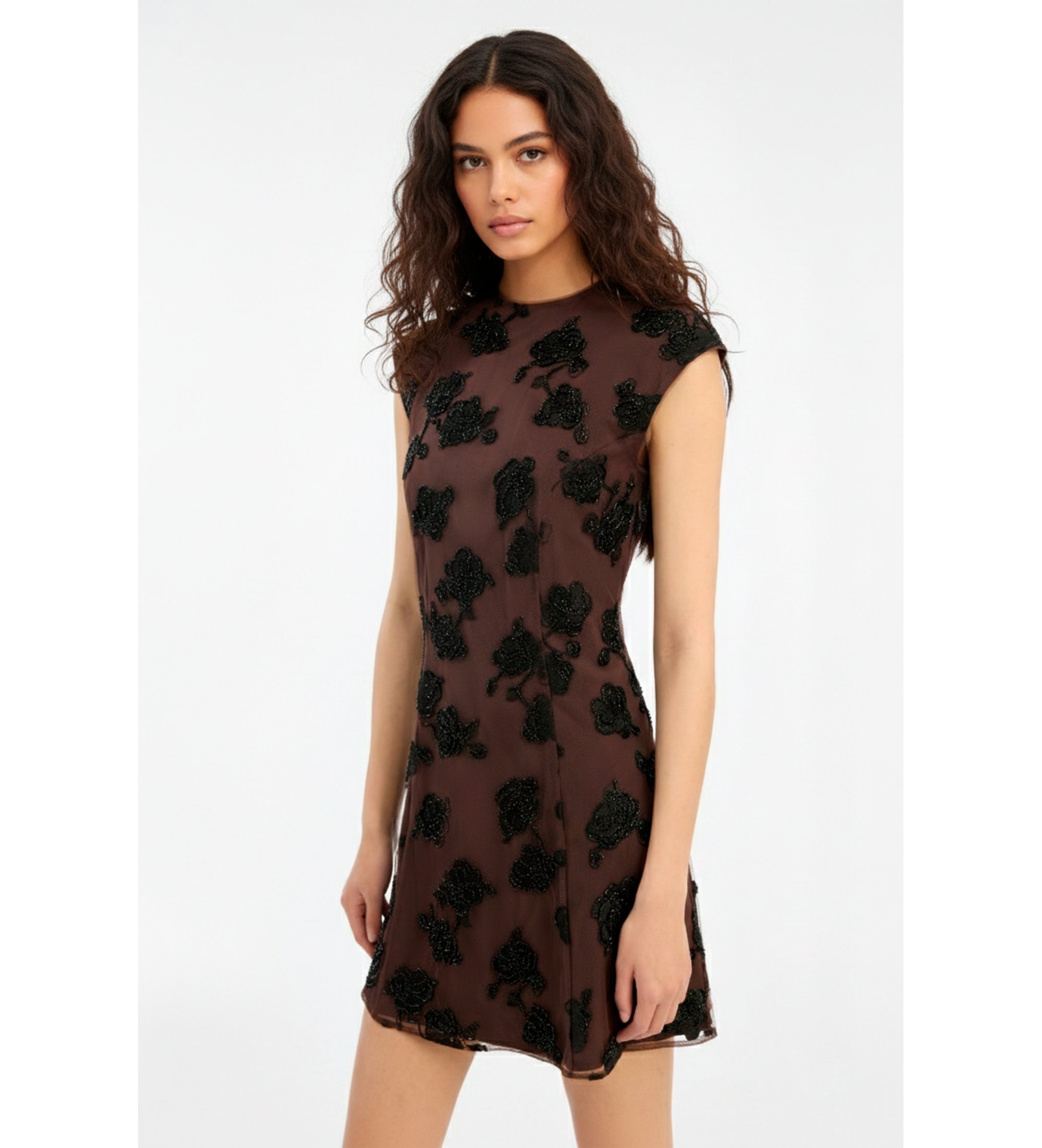 Rotate für Damen. 1155333088 Braunes Perlen-Minikleid (34), Party, Ärmellos / Hosenträger, Recyceltes Polyester, Nachhaltig