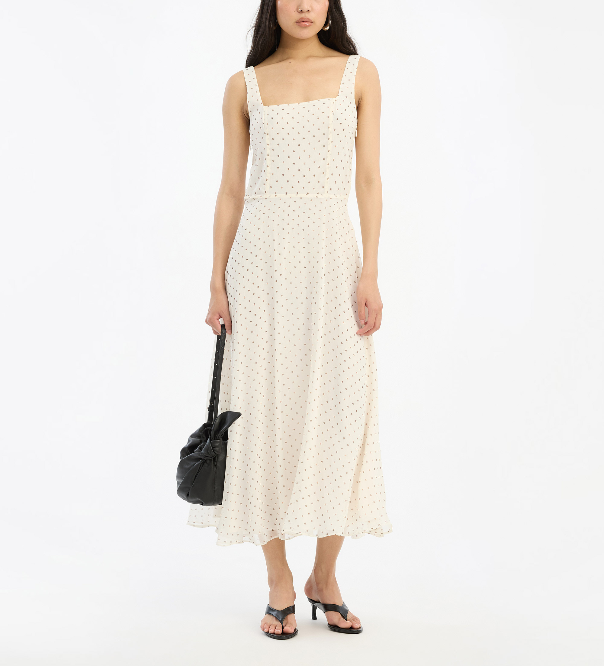 Rotate für Damen. 116021858 Ausgestelltes Midikleid aus Chiffon beige (36), Lässig, Recyceltes Polyester, Nachhaltig