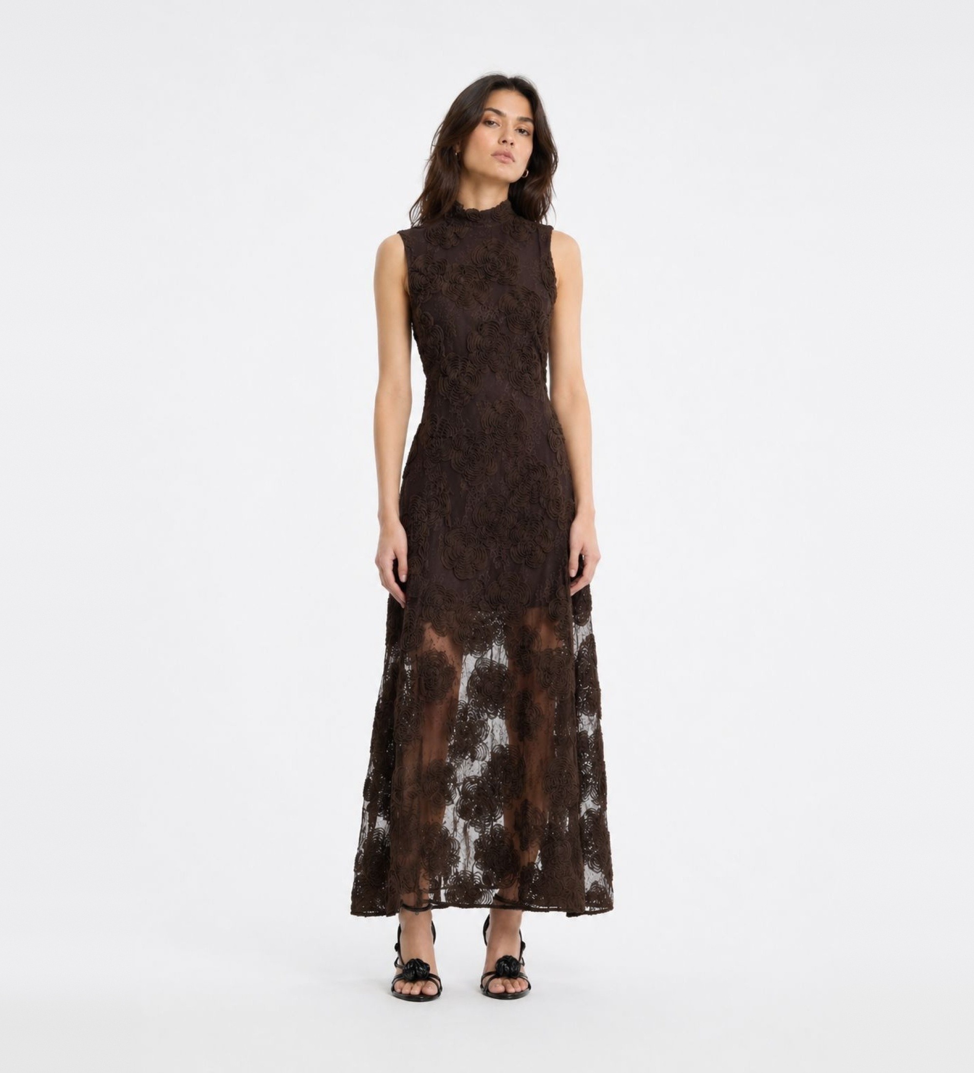 Rotate für Damen. 1162841667 Braunes Maxikleid von Asyna (36), Party, Polyamid, Ärmellos / Hosenträger