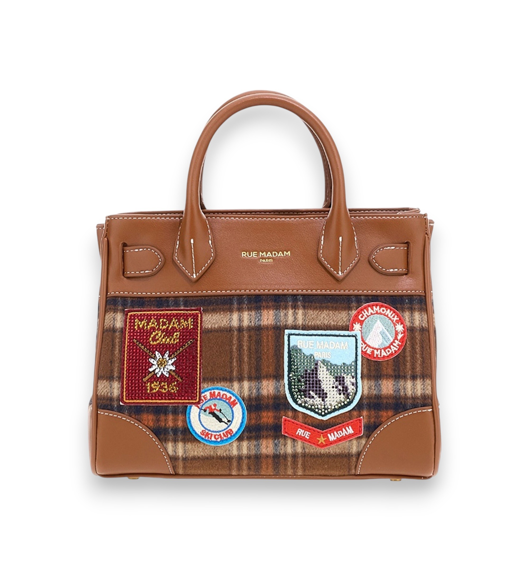 RUE MADAM PARISvoor vrouwen. 1590 Bruine Chamonix Mini Tote tas (OSFA), Casual, Oranje, Polyurethaan