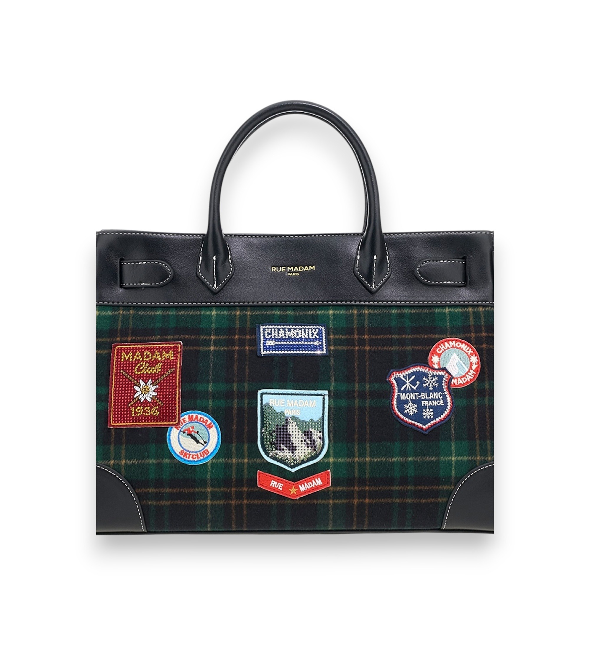 RUE MADAM PARISvoor vrouwen. 1591 Zwarte Chamonix Tote tas (OSFA), Casual, Groen, Polyurethaan