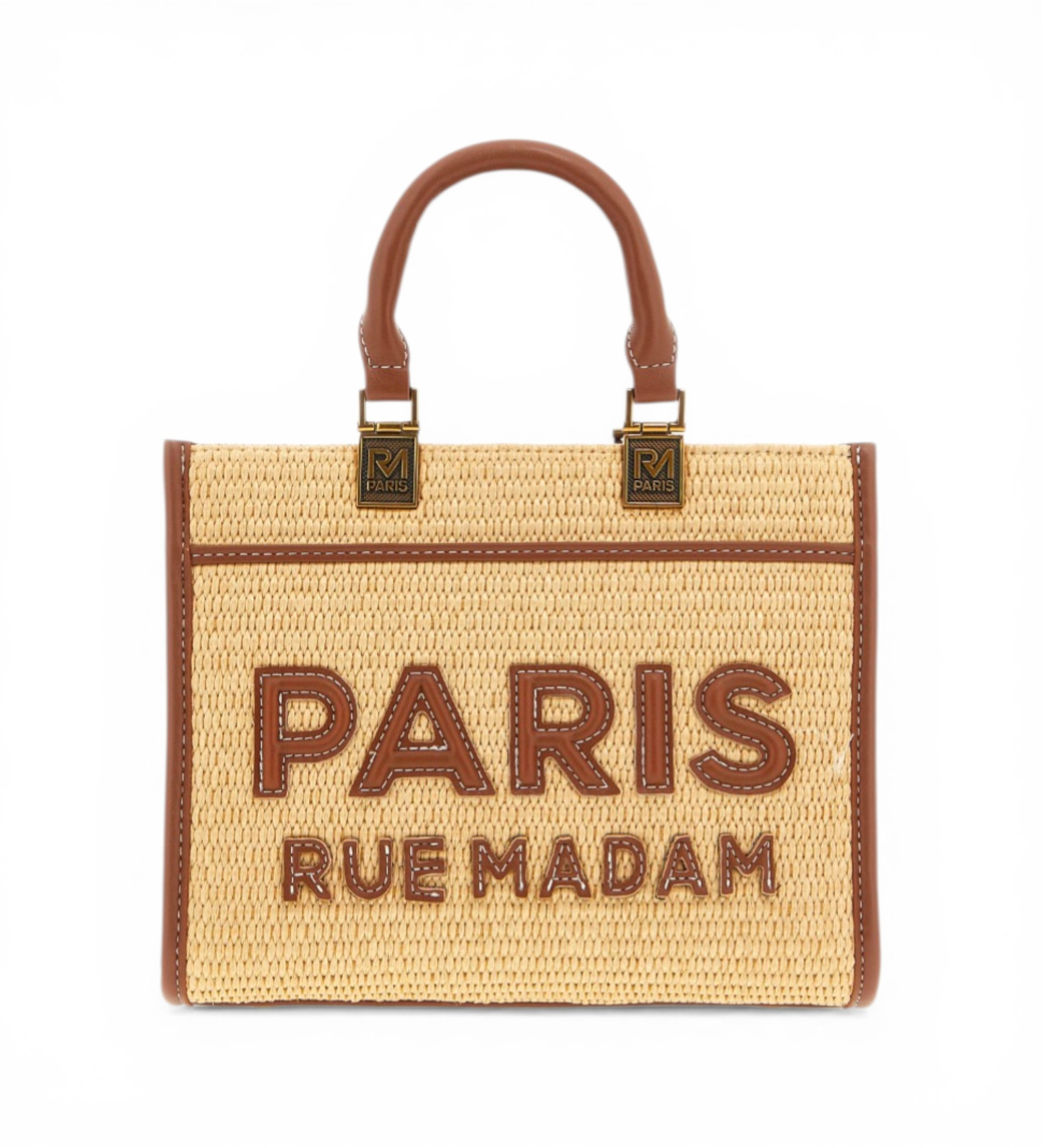 RUE MADAM PARIS für Damen. 1534 Iconique Mini Tote Stroh braun (OSFA), Lässig, Polyurethan