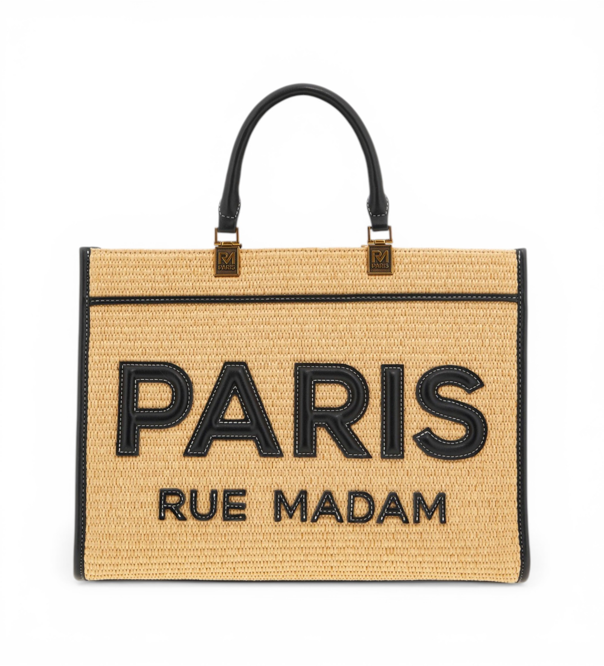RUE MADAM PARIS für Damen. 1533 Iconique Tote Strohsack schwarz (OSFA), Braun, Lässig, Polyurethan