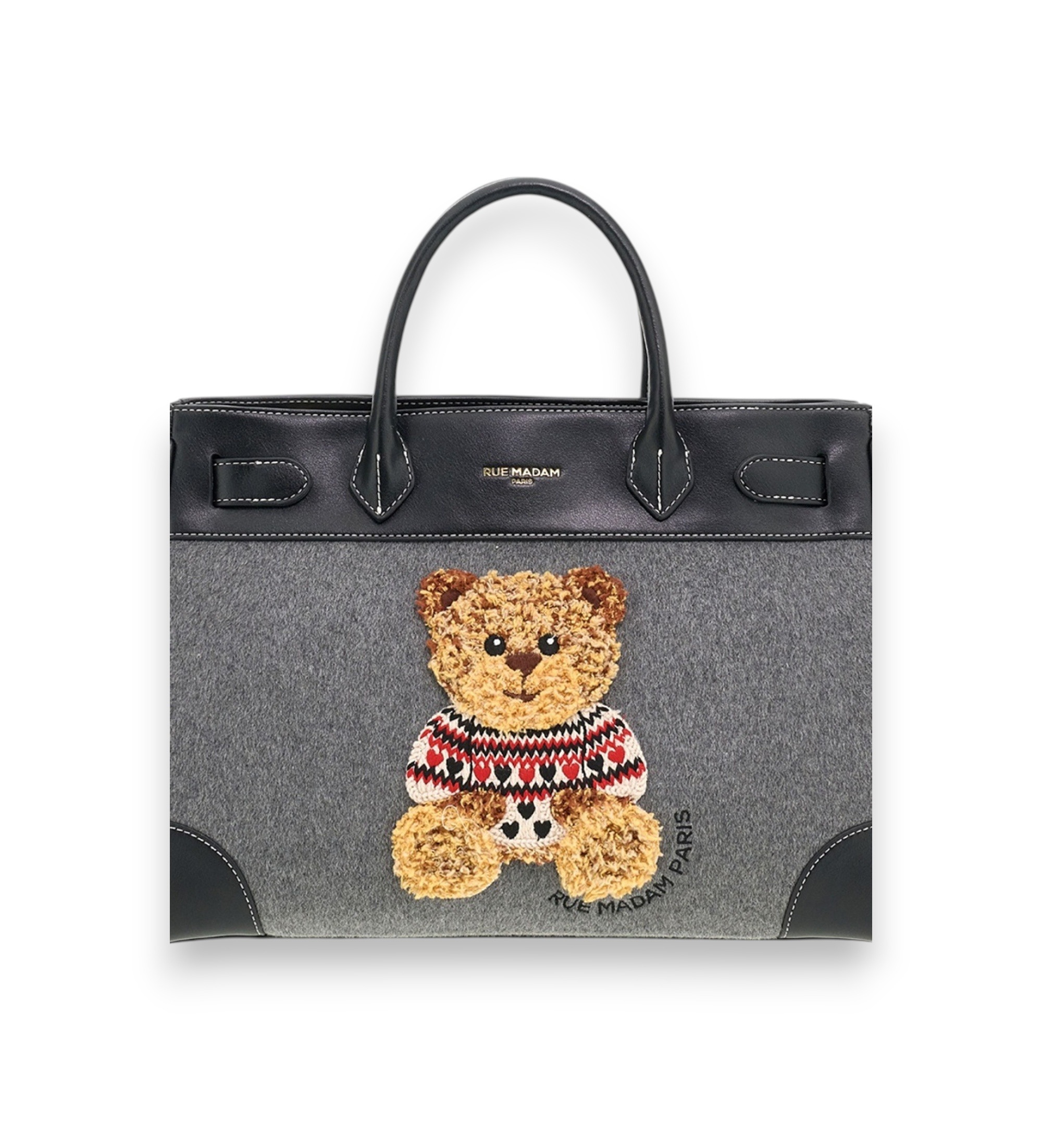 RUE MADAM PARISvoor vrouwen. 1623 Grijze Marvin Love Tote tas (OSFA), Casual, Grijs, Polyurethaan