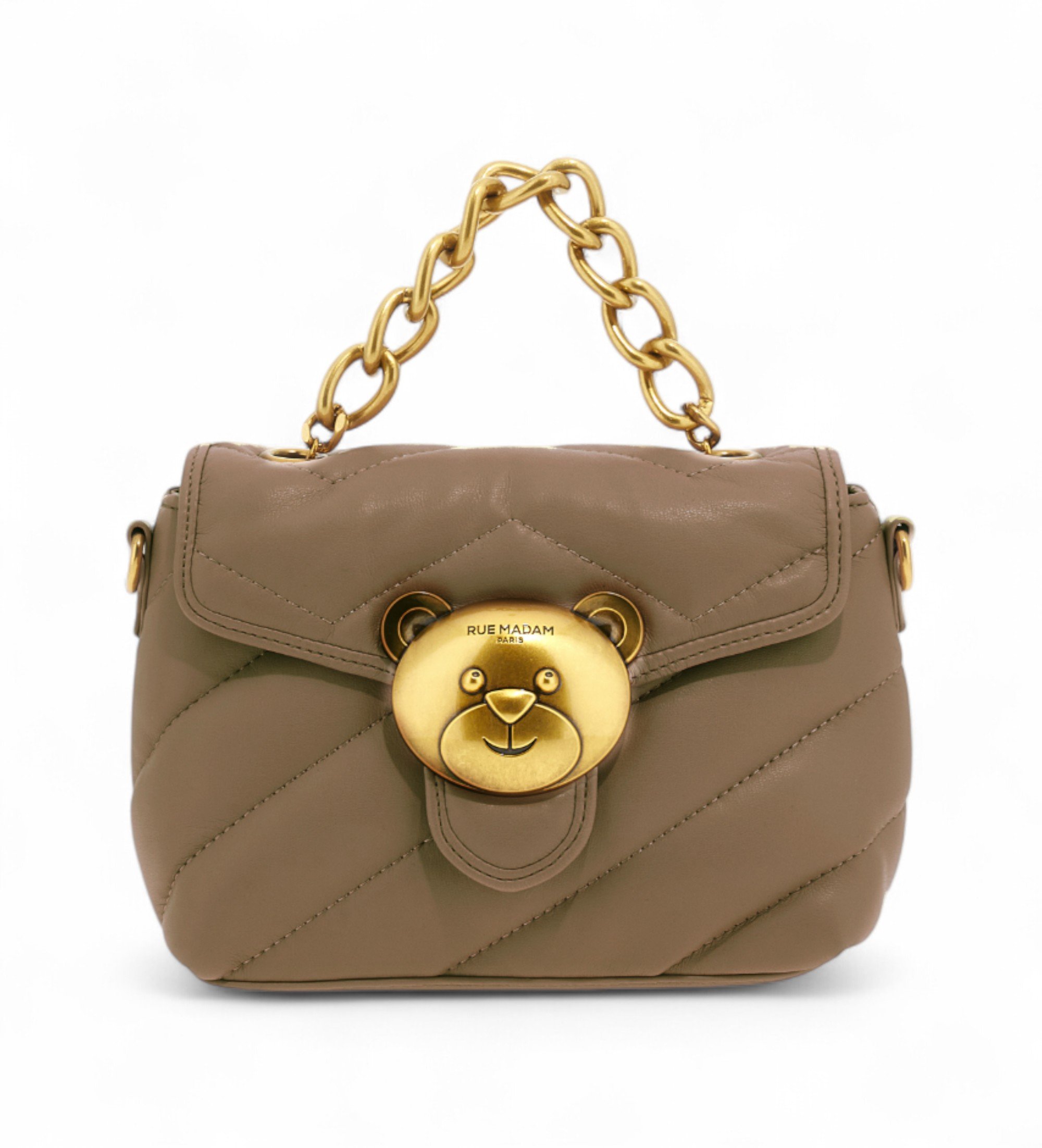 RUE MADAM PARIS für Damen. 1491 Puffy Shoulder Xs taupe Tasche (OSFA), Lässig, Polyurethan