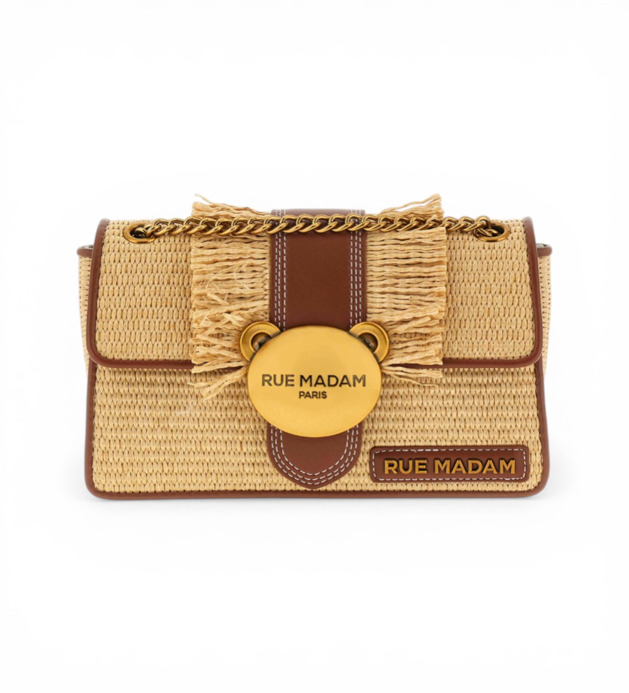 RUE MADAM PARIS für Damen. 1574 Teddybag mit braunen Fransen (OSFA), Lässig, Polyurethan