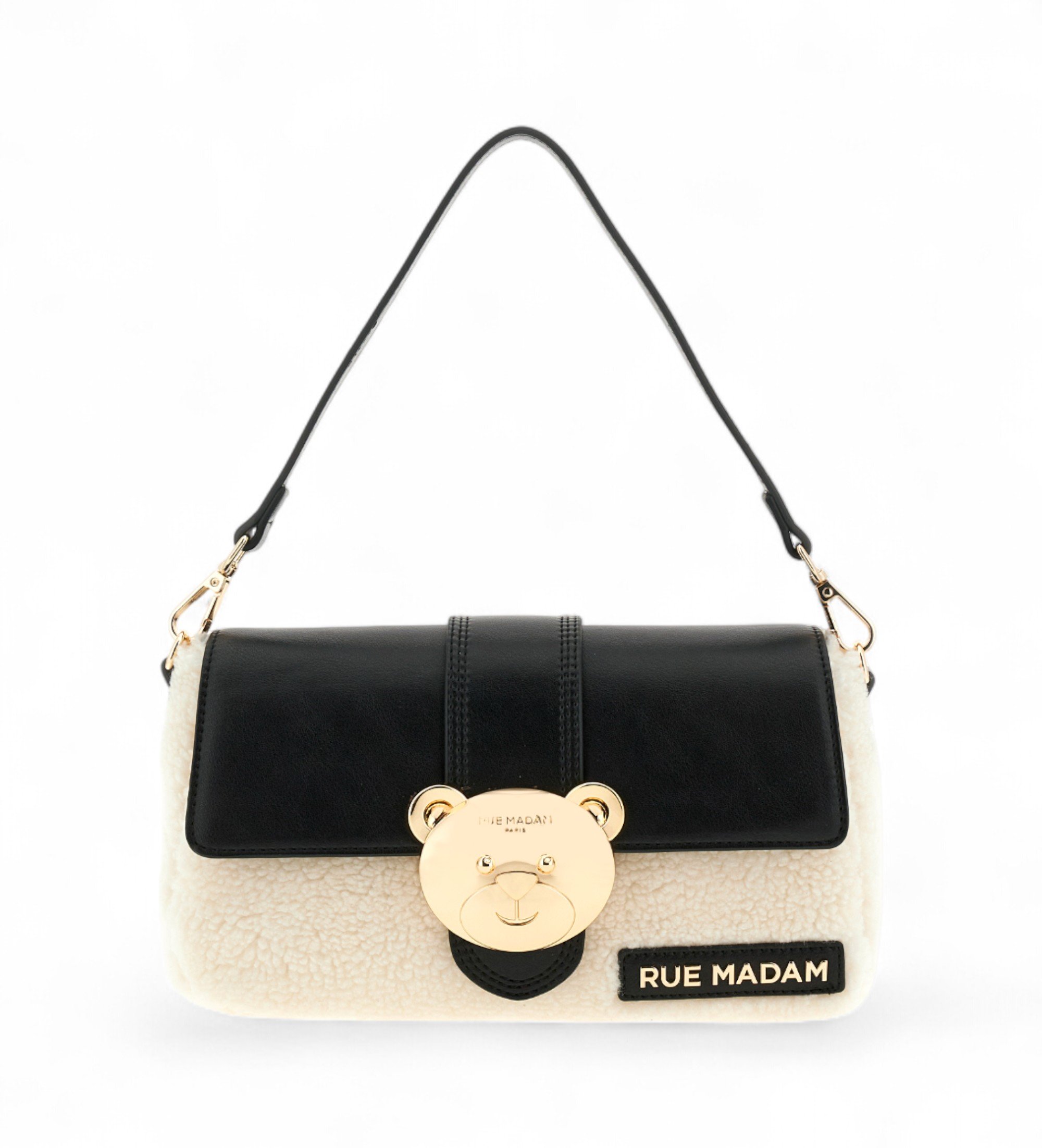 RUE MADAM PARIS für Damen. 1499 Teddy It-Bag Winter weiß, schwarz (OSFA), Lässig, Polyurethan