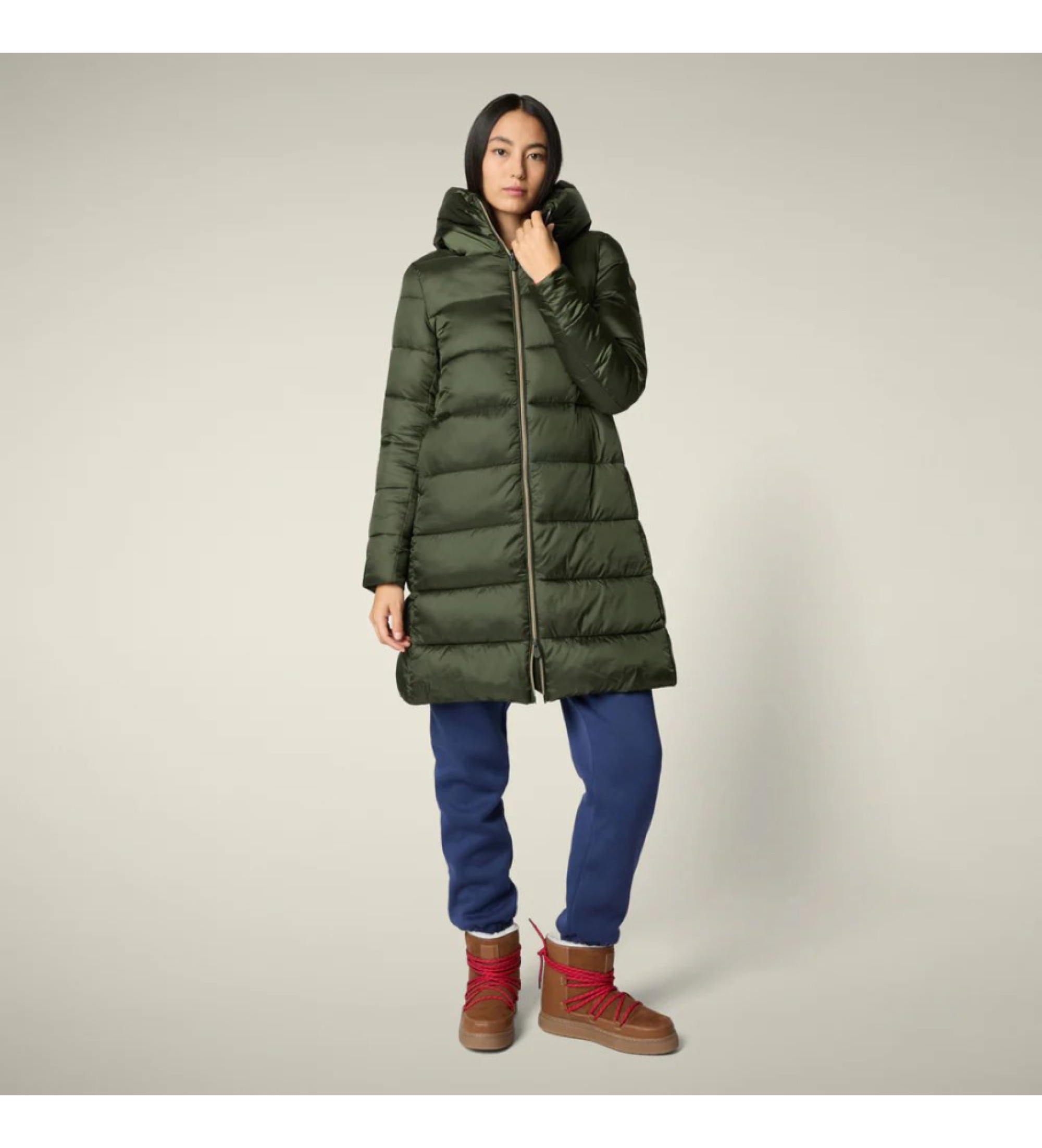 Save The Duck für Damen. D40279W-IRIS21 Lysa grüner Mantel (M), Lässig, Nylon