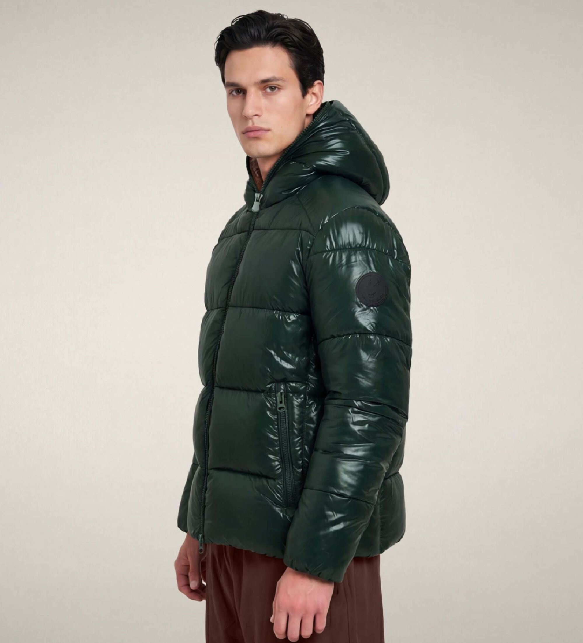 Save The Duckvoor mannen. D31280M-LOVE21 Groene gewatteerde jas Edgard (L), Casual, Duurzaam, Gerecycled nylon