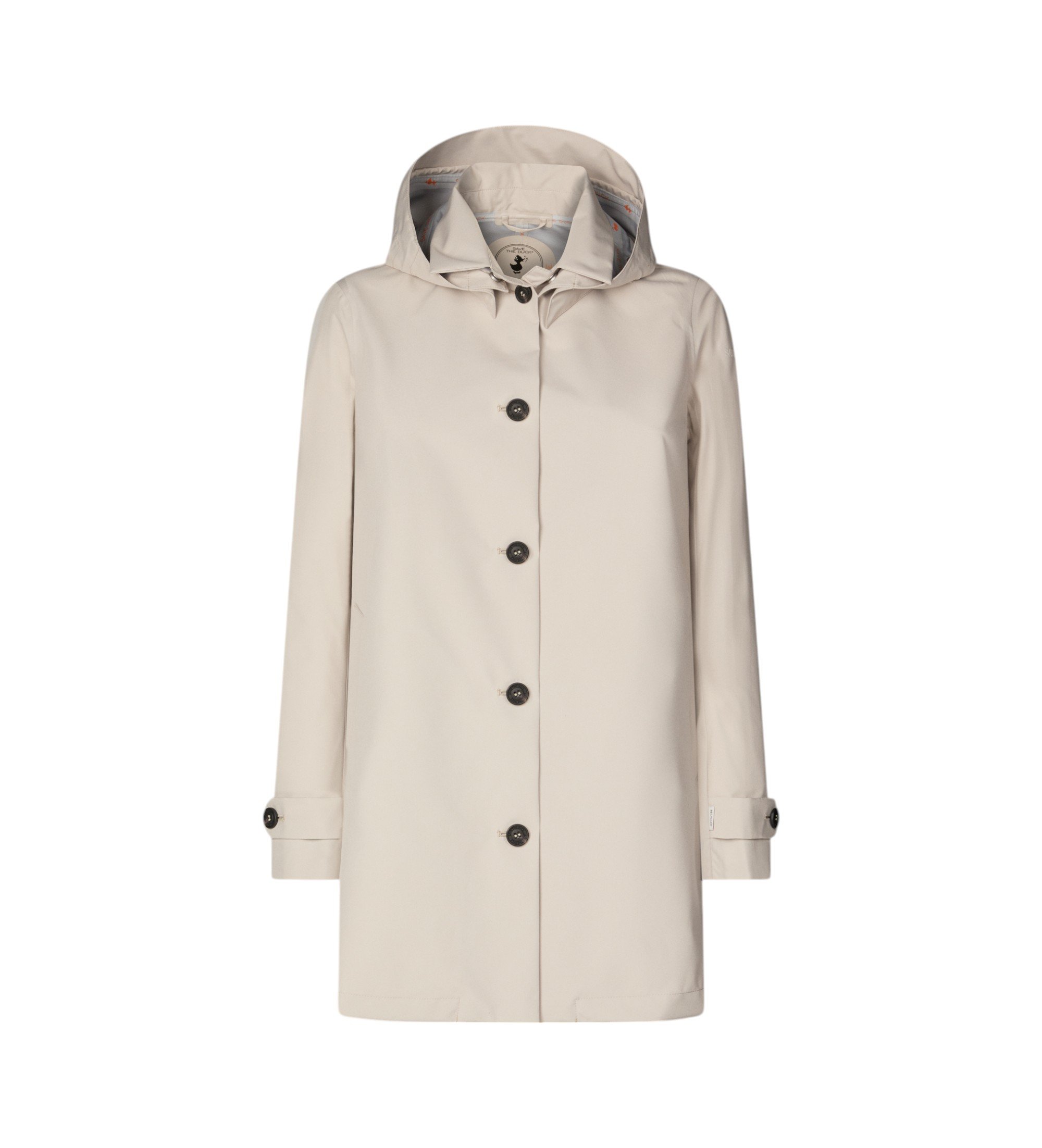 Save The Duck für Damen. D42250W-GRIN20 Grün-beiger April-Mantel (L), Lässig, Polyester, Langarm