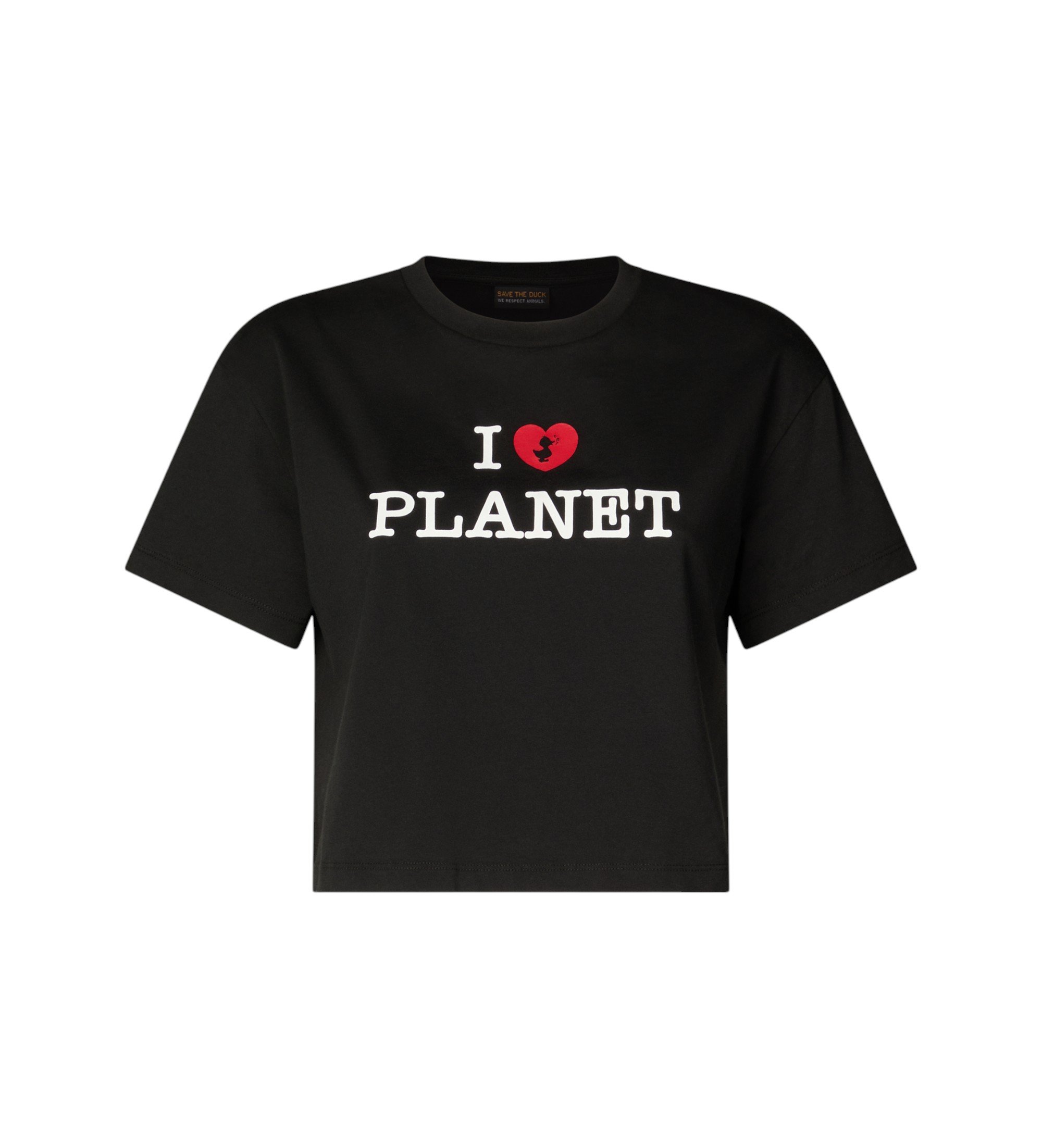 Save The Duck für Damen. DT2228W-BESY20 I Love Planet T-shirt schwarz (M), Lässig, Baumwolle, Kurzarm