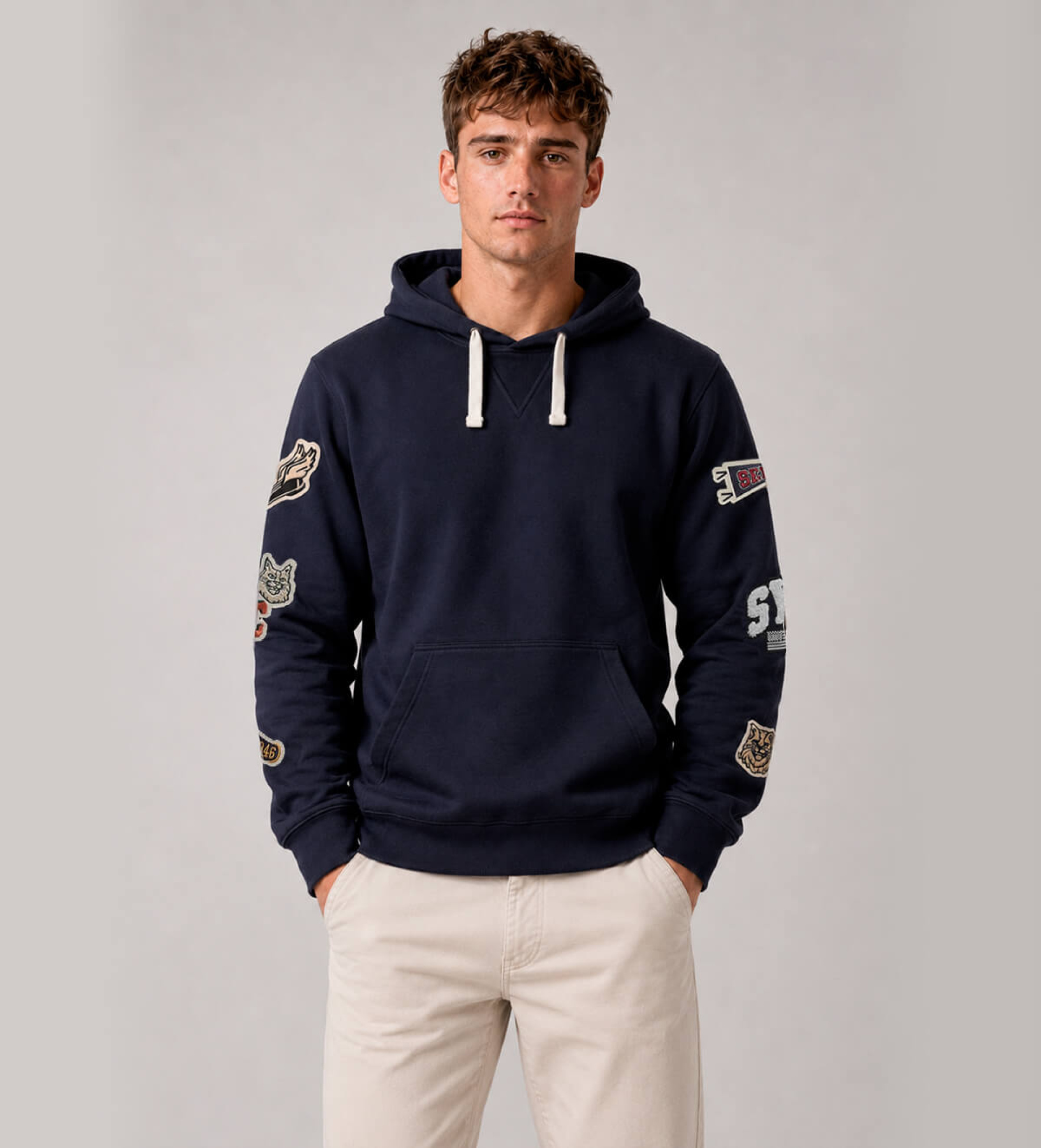 Sebago Unisex. 731388W Bowline Evo Patch Sweatshirt marineblau (S), Lässig, Baumwolle