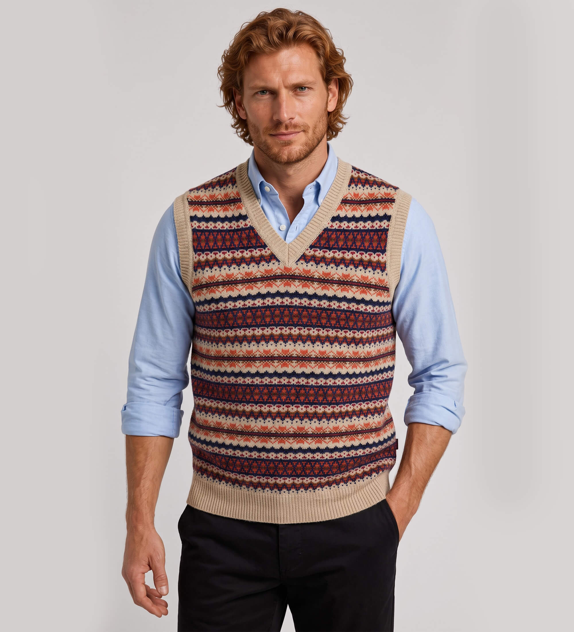 Sebago für Herren. 761264W Mehrfarbige Weste Stow (M), Lässig, Wolle, Ärmellos / Hosenträger
