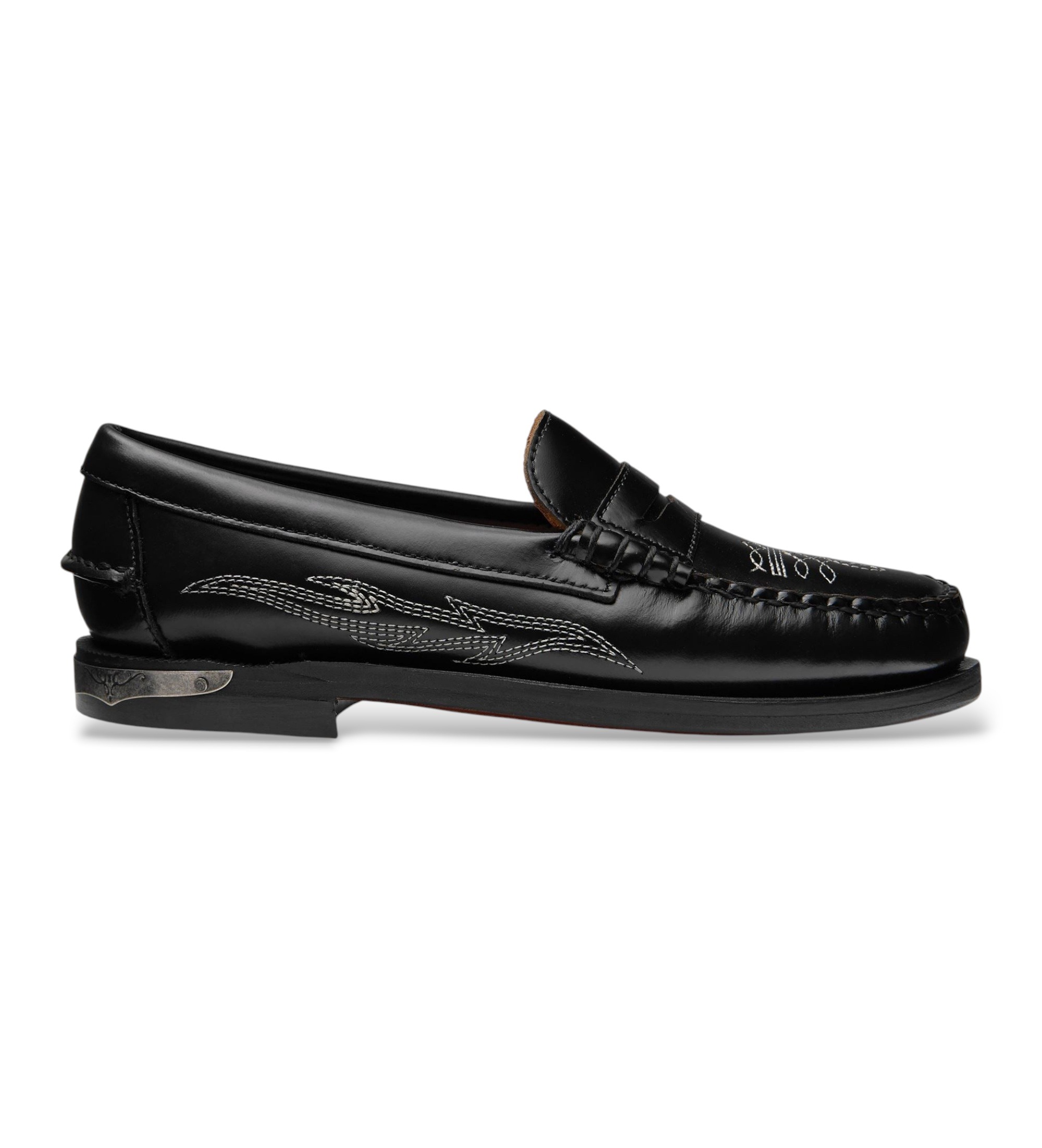 Sebagovoor vrouwen. 751222W Zwarte leren mocassins Dan El Paso (36), Leer, Plat, 1 tot 3 cm, Geen, Casual