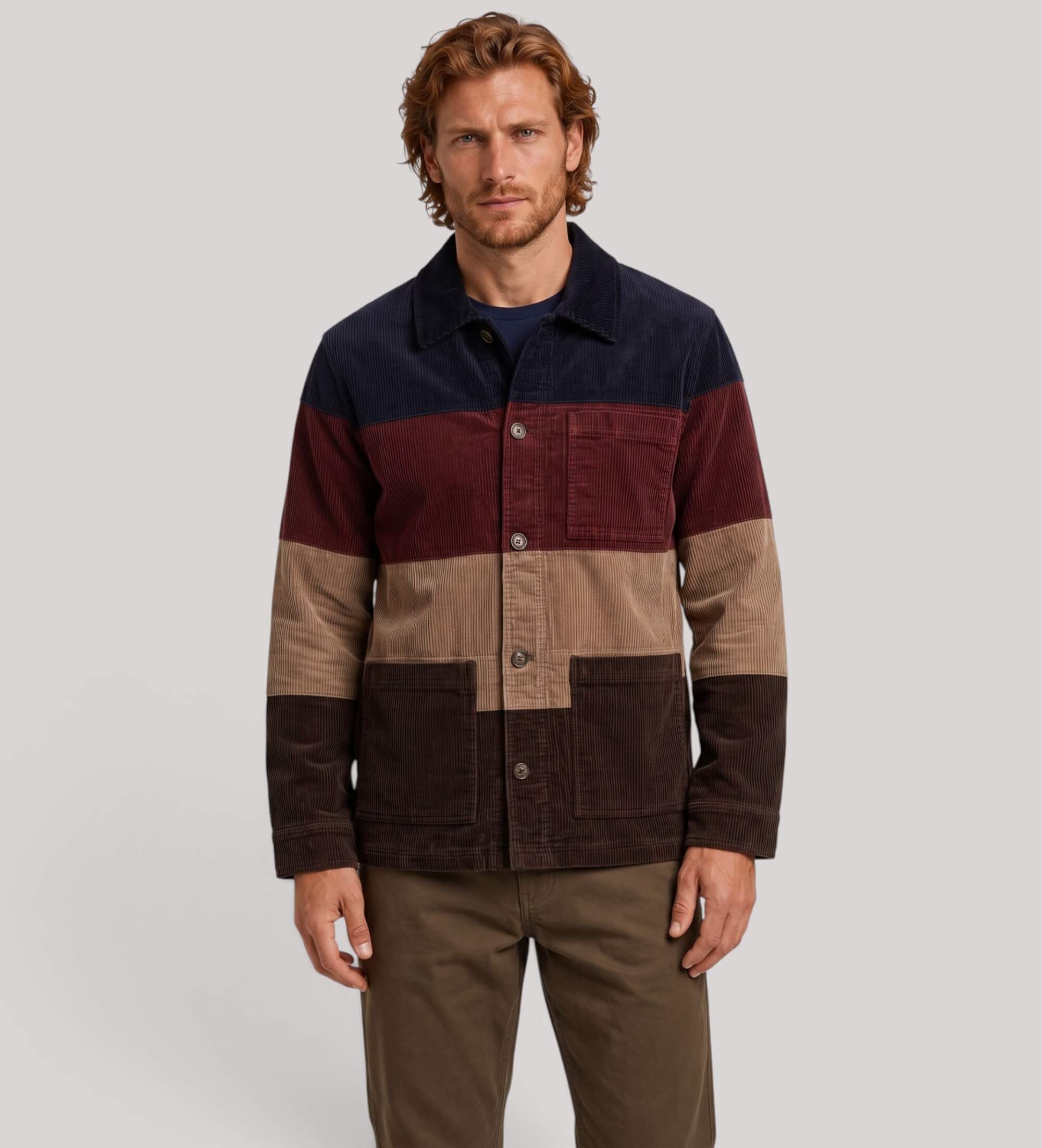 Sebago Unisex. 77124TW Jacke Dorr Corduroy Stripes gestreift (S), Blau, Braun, Lässig, Kord