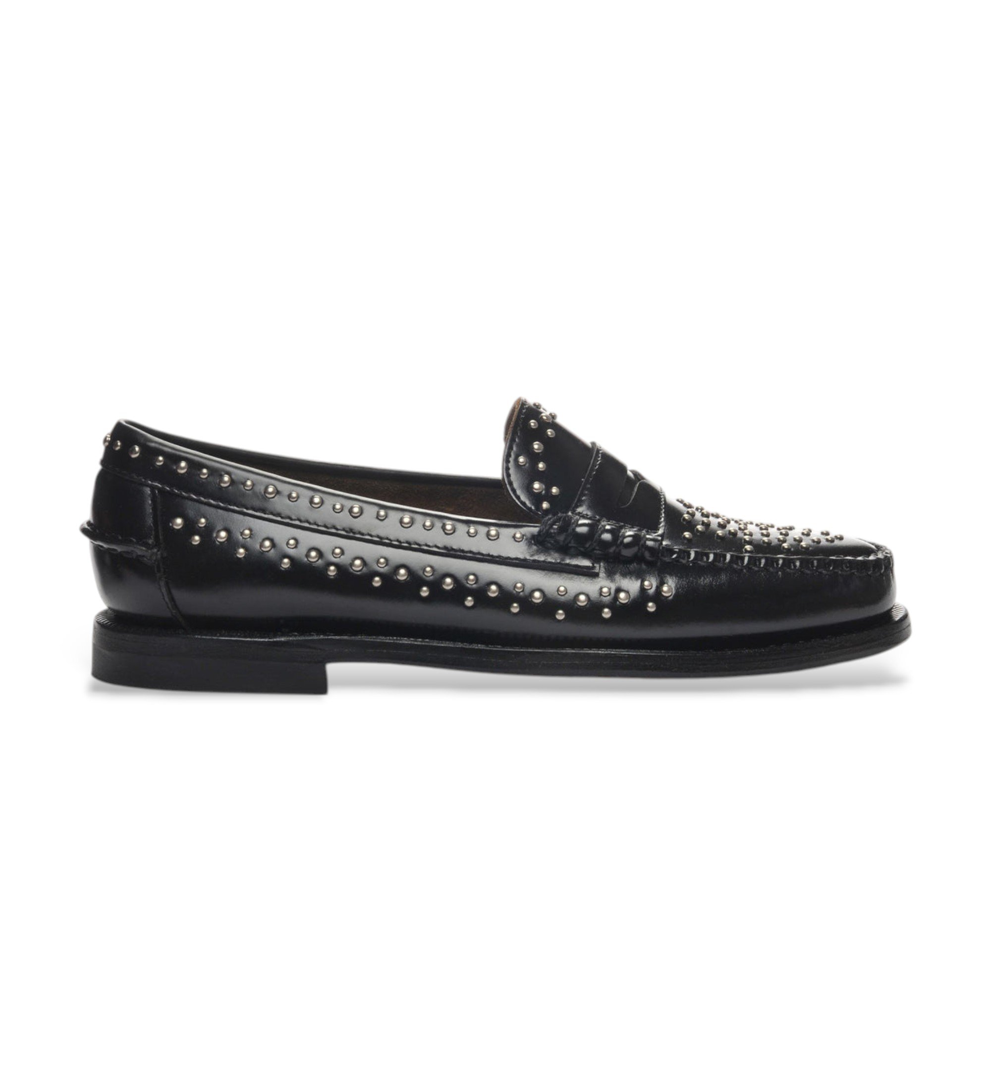 Sebago für Damen. 78118KW Dan Studs Leder Loafers schwarz (36), Wohnung, 1 bis 3 cm, Keine, Lässig, Party, Klassisch