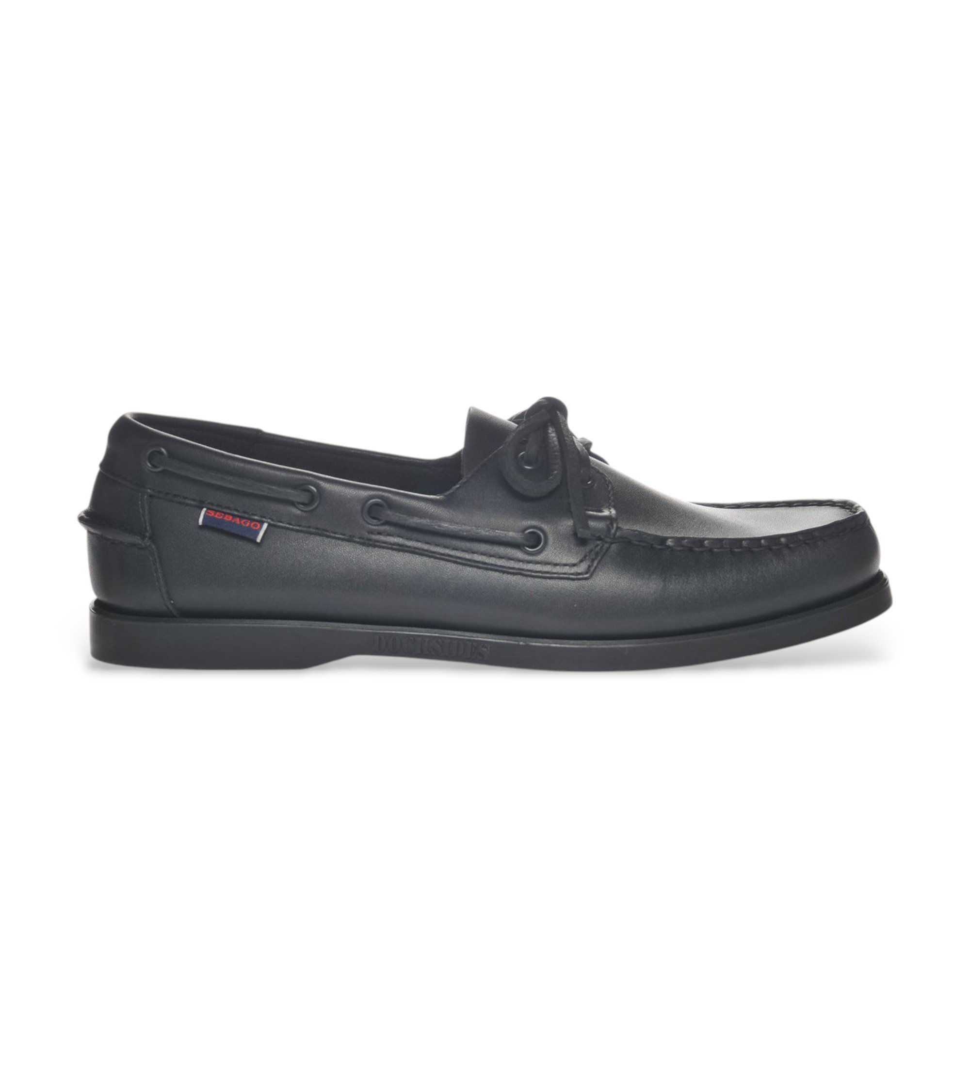 Sebago für Herren. 7000H00 Portland Leder Mokassins schwarz (42), Wohnung, Schnürsenkel, Lässig